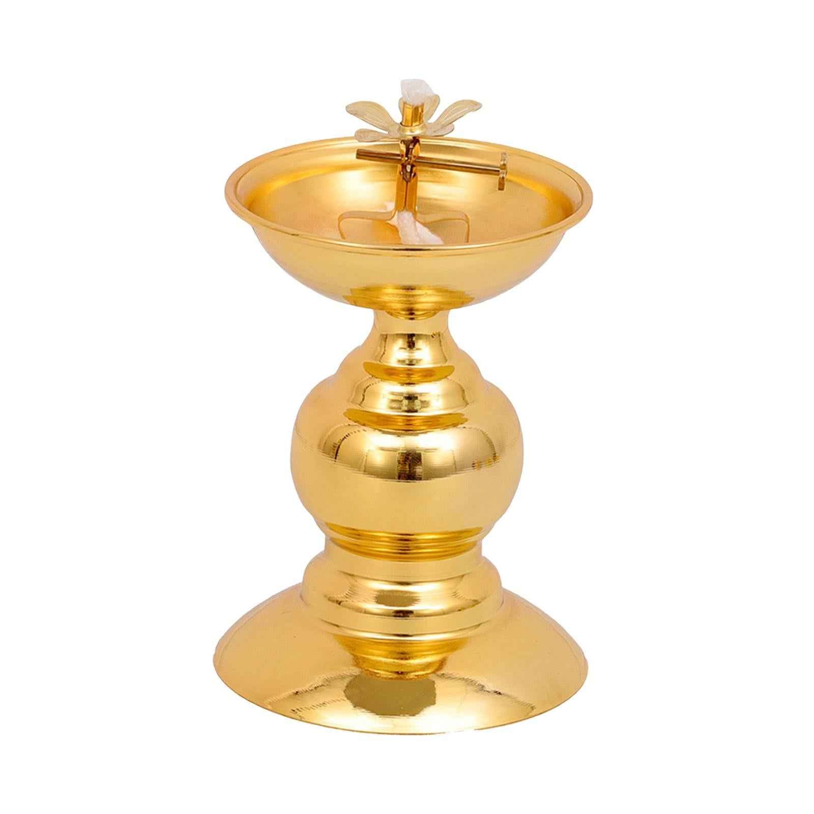 Ghee Lamp Holder Alloy Meditation Tea Light Holder for Desktop Bedroom Decor Style D