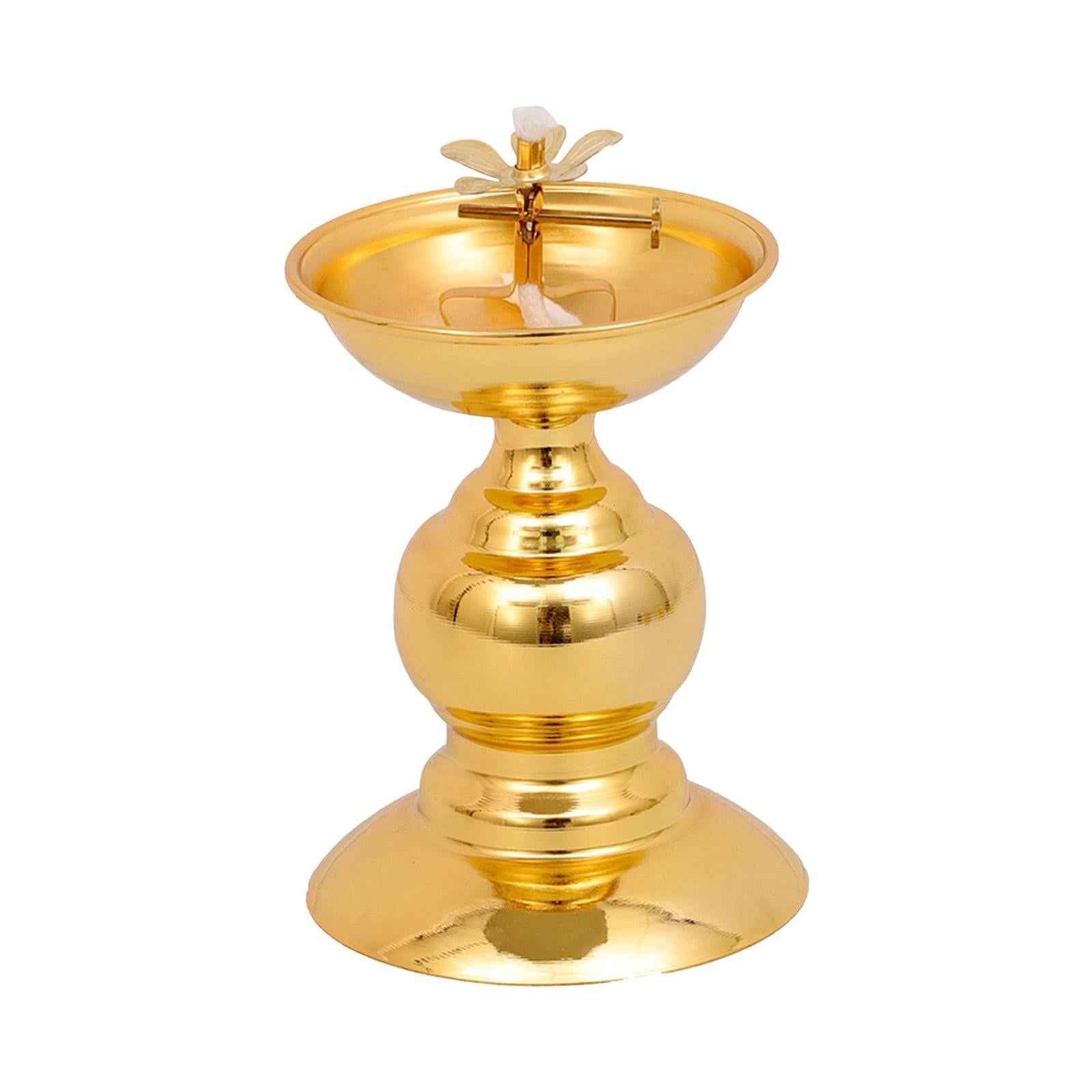 Ghee Lamp Holder Alloy Meditation Tea Light Holder for Desktop Bedroom Decor Style D