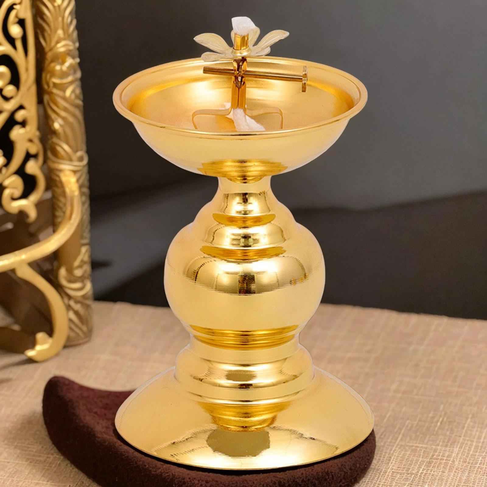 Ghee Lamp Holder Alloy Meditation Tea Light Holder for Desktop Bedroom Decor Style D