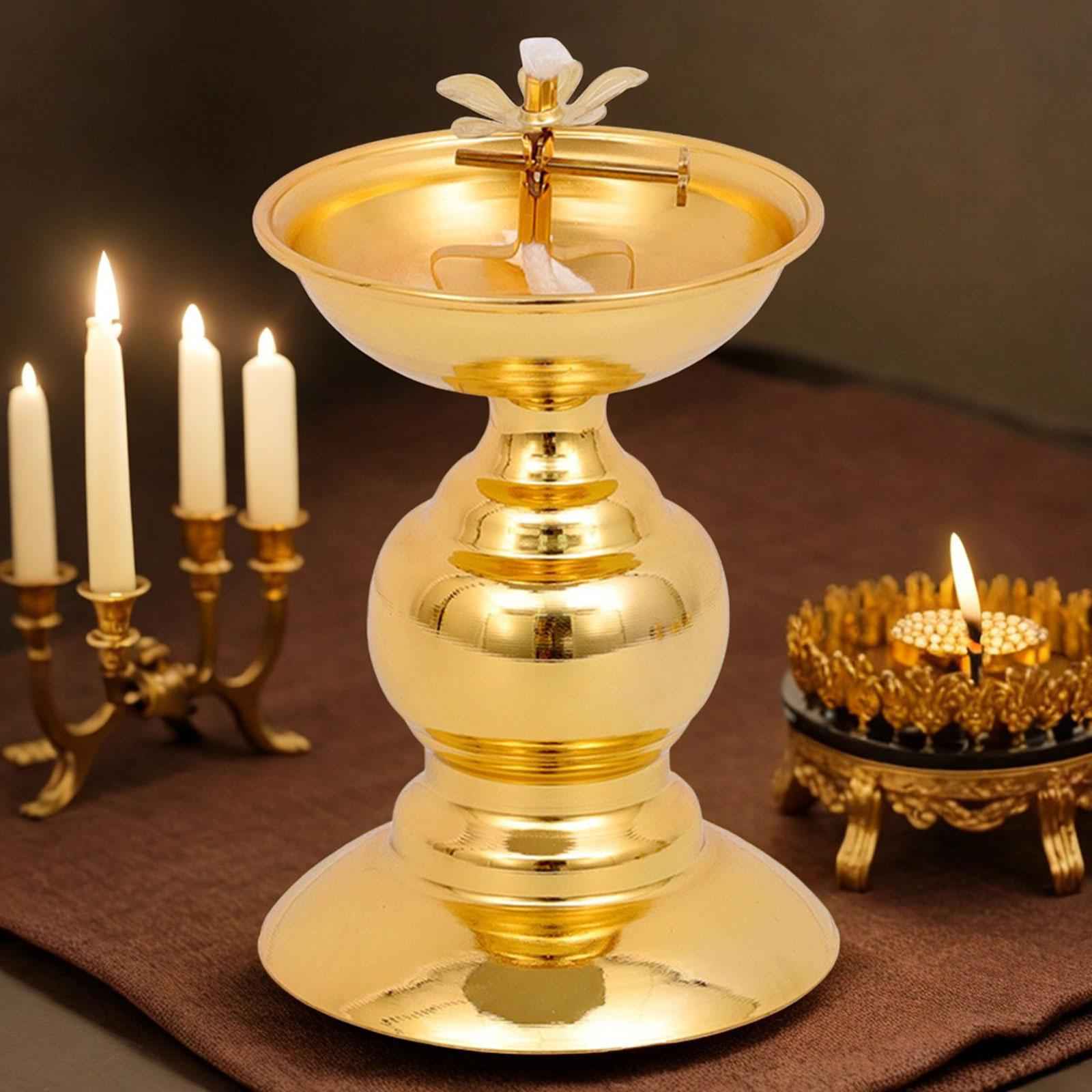 Ghee Lamp Holder Alloy Meditation Tea Light Holder for Desktop Bedroom Decor Style D