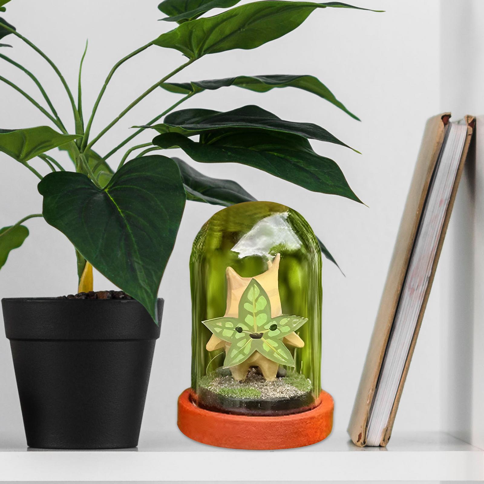 Transparent Glass Cover Dustproof Container Terrarium Micro Landscape Bottle Maple Leaf
