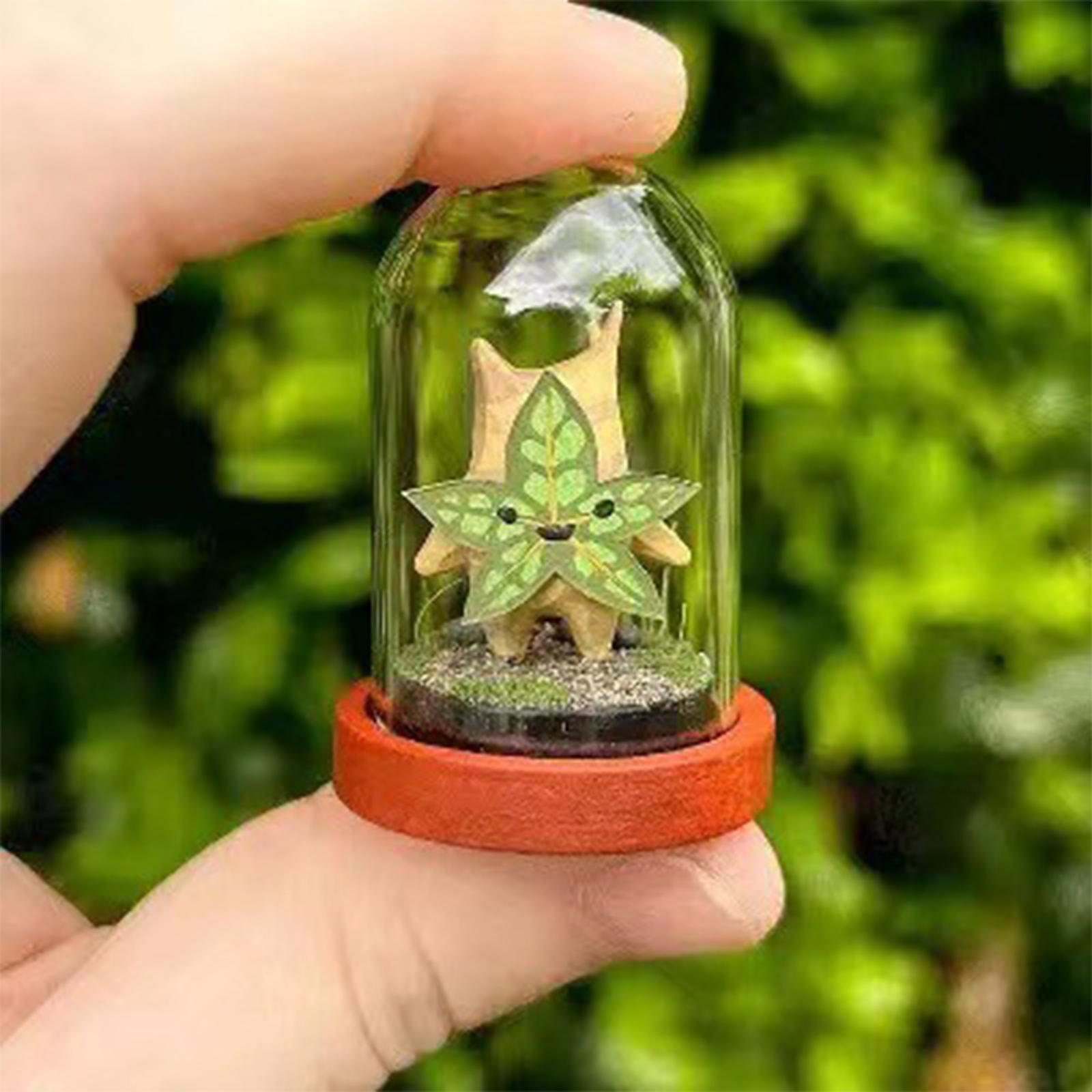 Transparent Glass Cover Dustproof Container Terrarium Micro Landscape Bottle Maple Leaf