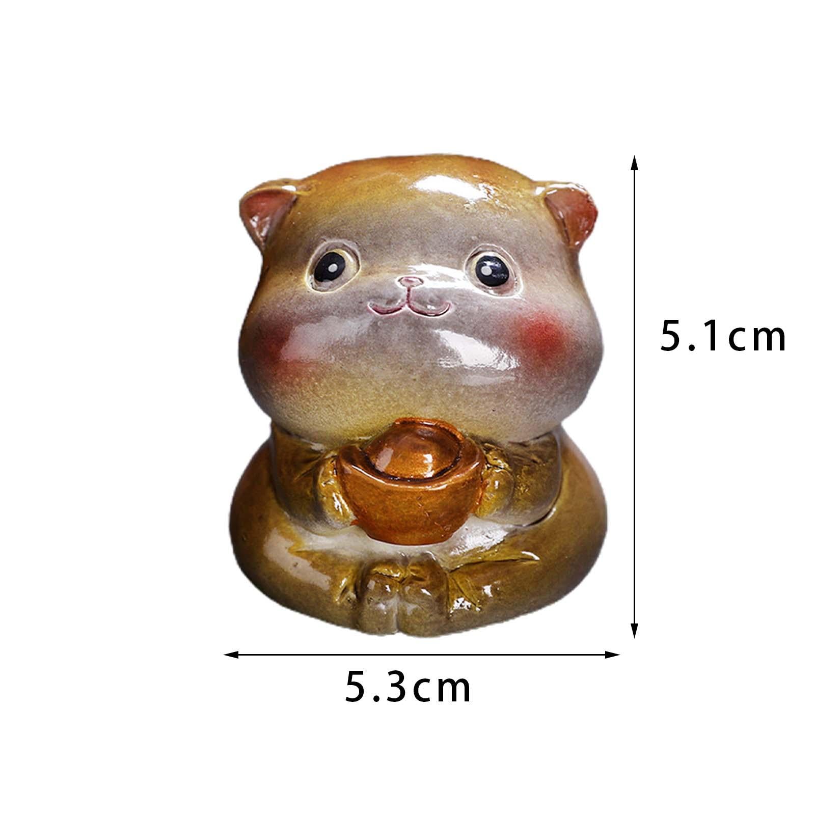 Tea Pet Cat Color Changing Animal Figurine for Tray Living Room Car Style D