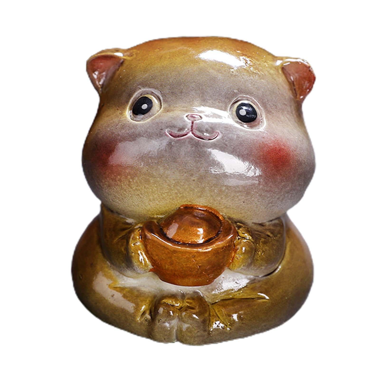 Tea Pet Cat Color Changing Animal Figurine for Tray Living Room Car Style D