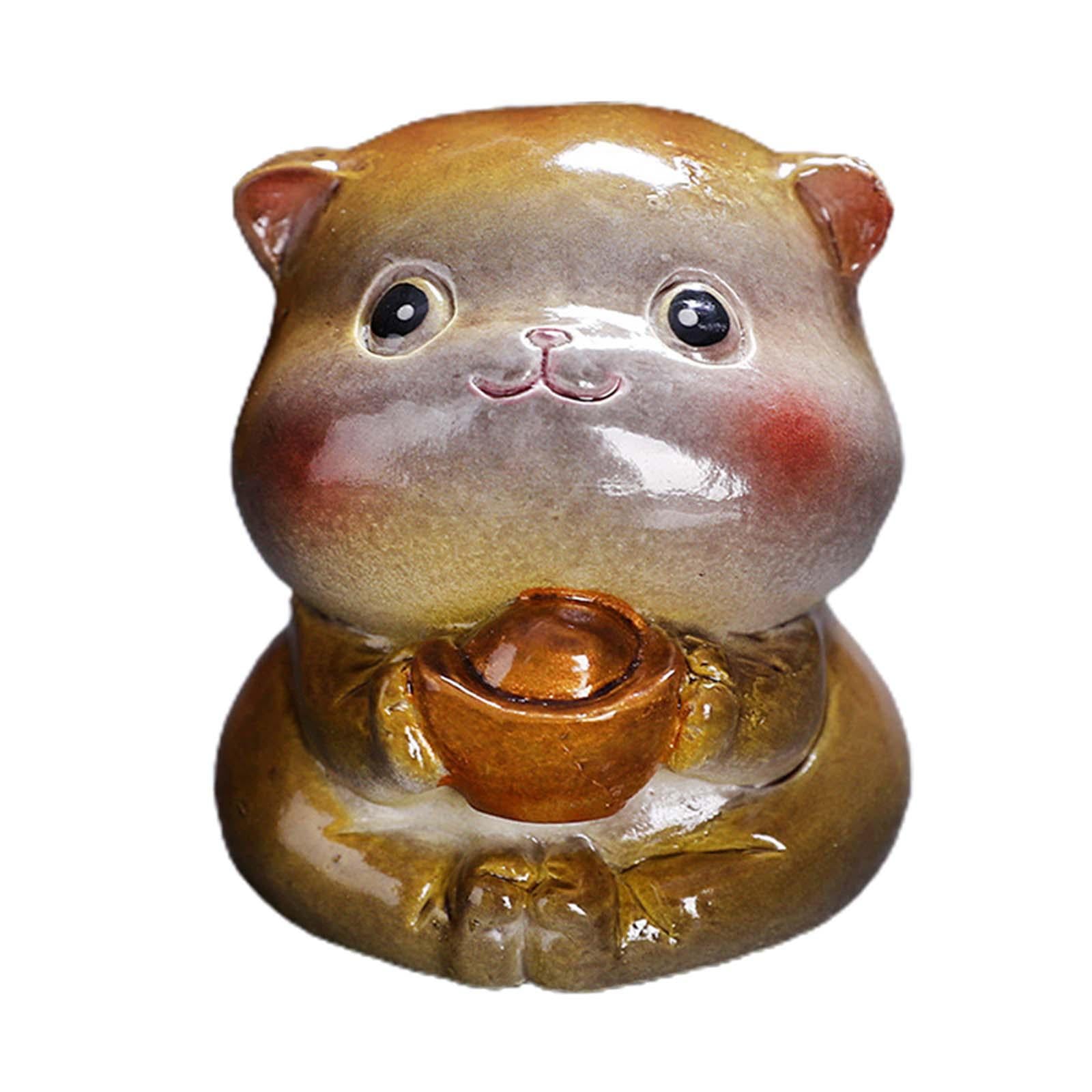 Tea Pet Cat Color Changing Animal Figurine for Tray Living Room Car Style D