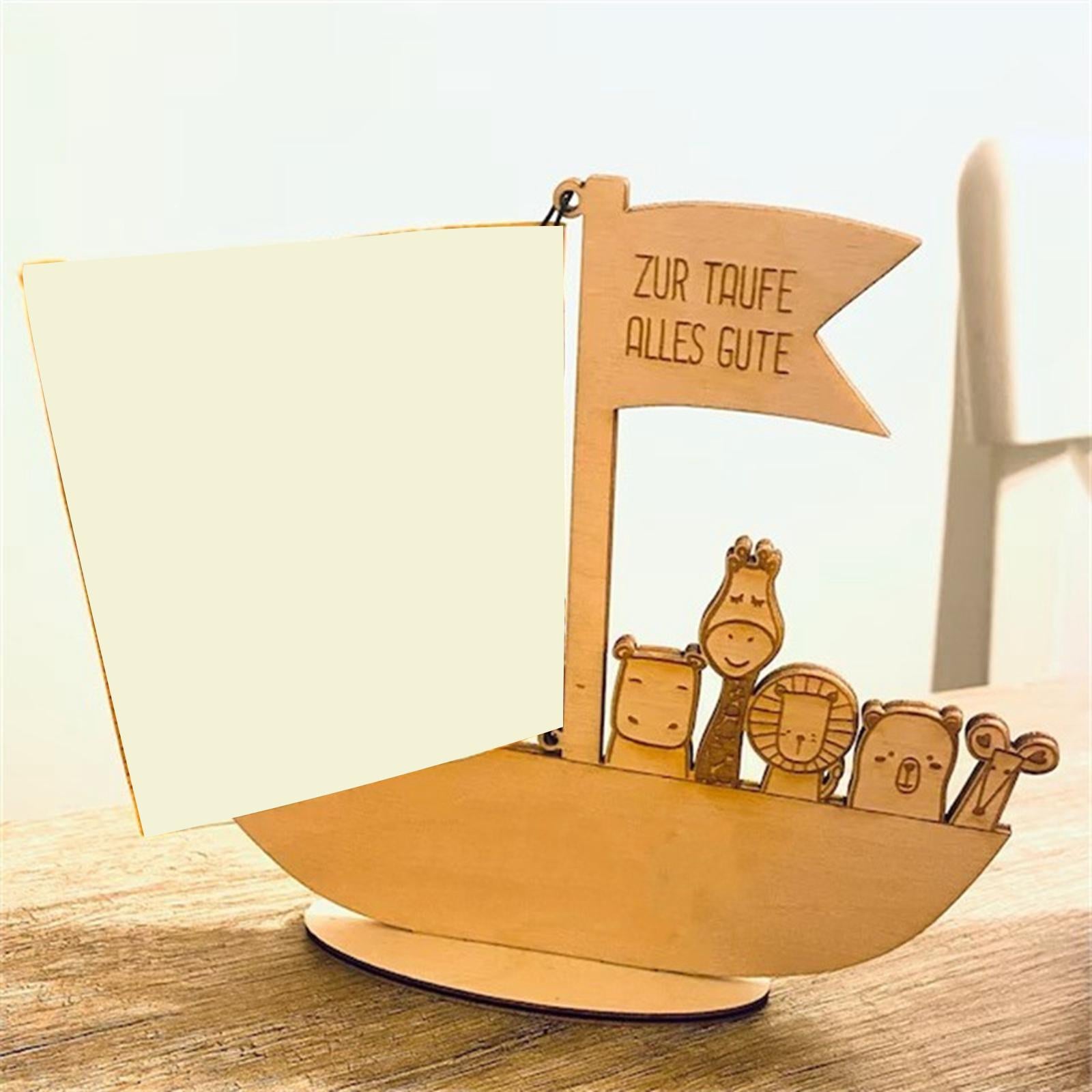 Wood Money Holder Keepsake Boat Shape Clip for Anniversary Thanksgiving Gift