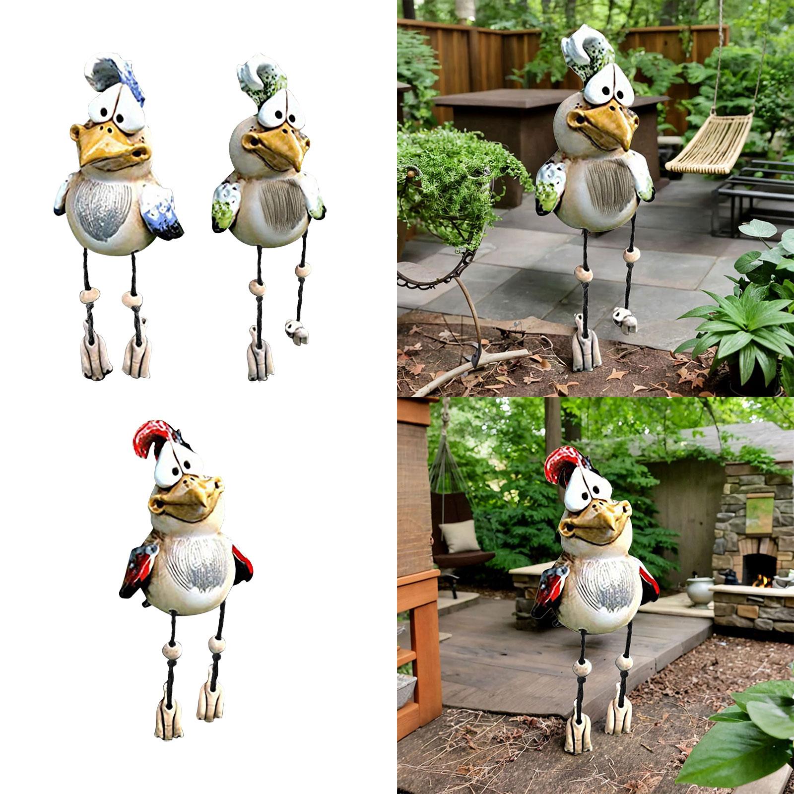 Rooster Garden Statue Resin Figurines Sculpture Ornament Desk Chicken Statue Blue