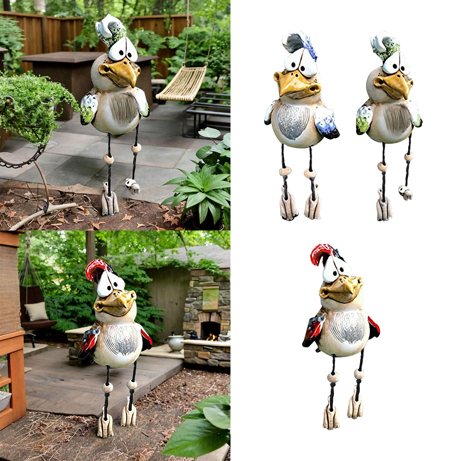 Rooster Garden Statue Resin Figurines Sculpture Ornament Desk Chicken Statue Blue