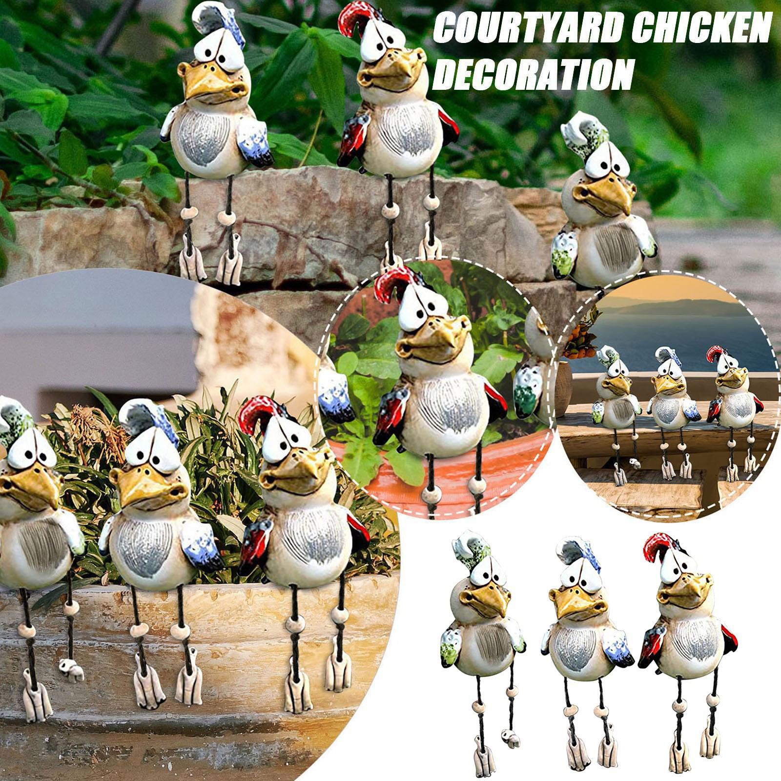 Rooster Garden Statue Resin Figurines Sculpture Ornament Desk Chicken Statue Blue