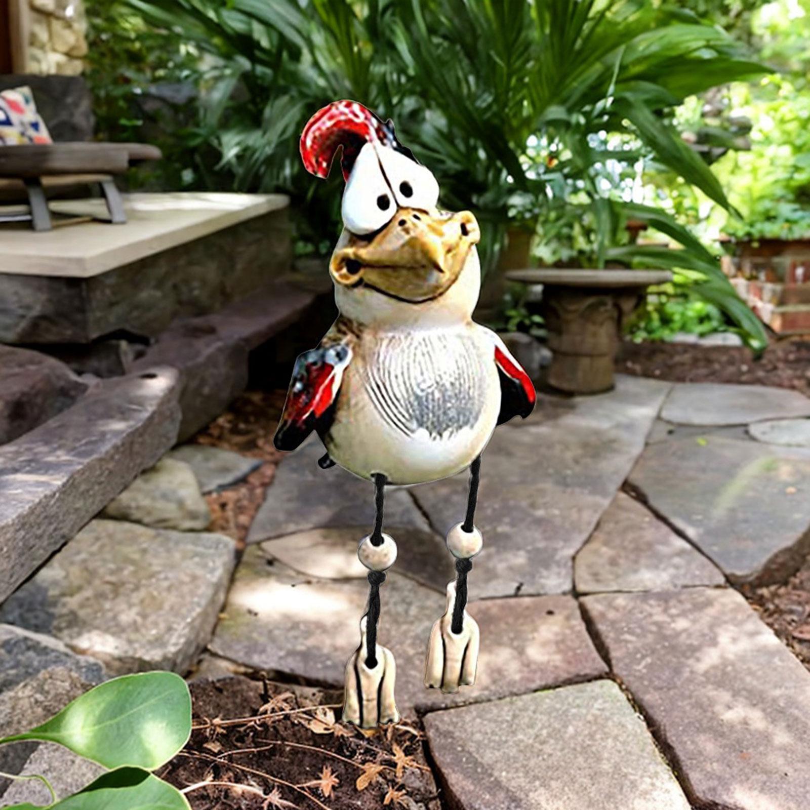 Rooster Garden Statue Resin Figurines Sculpture Ornament Desk Chicken Statue Red