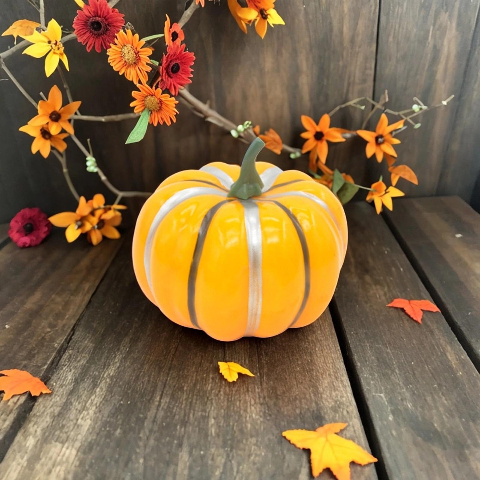 Artificial Pumpkin Decorative Pumpkin for Mantel Shelf Table Kitchen Style F