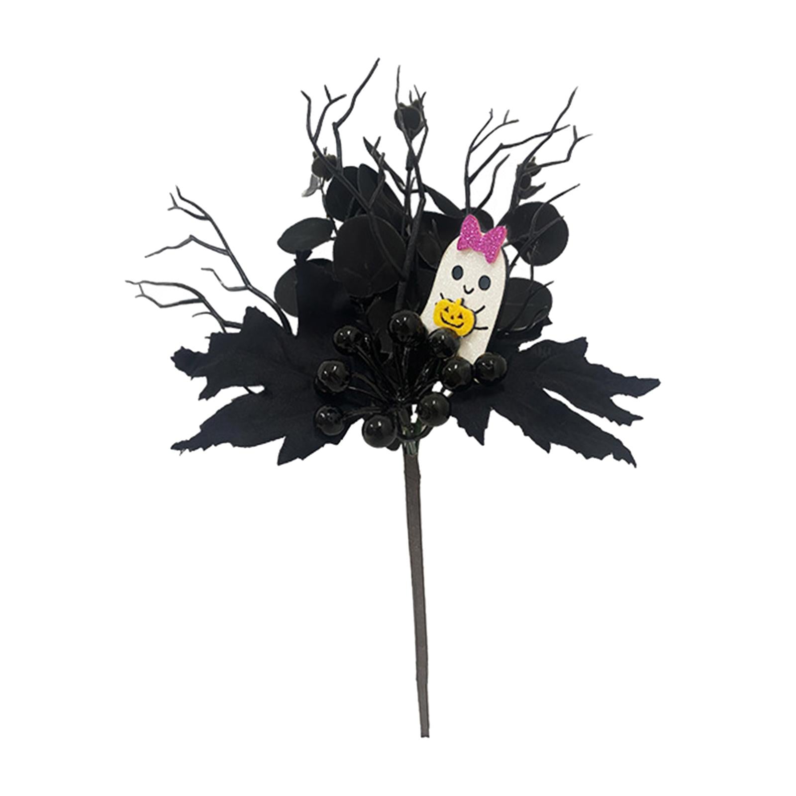 Artificial Maple Leaf Branch Long Stem Ornament for DIY Craft Holiday Garden Style E