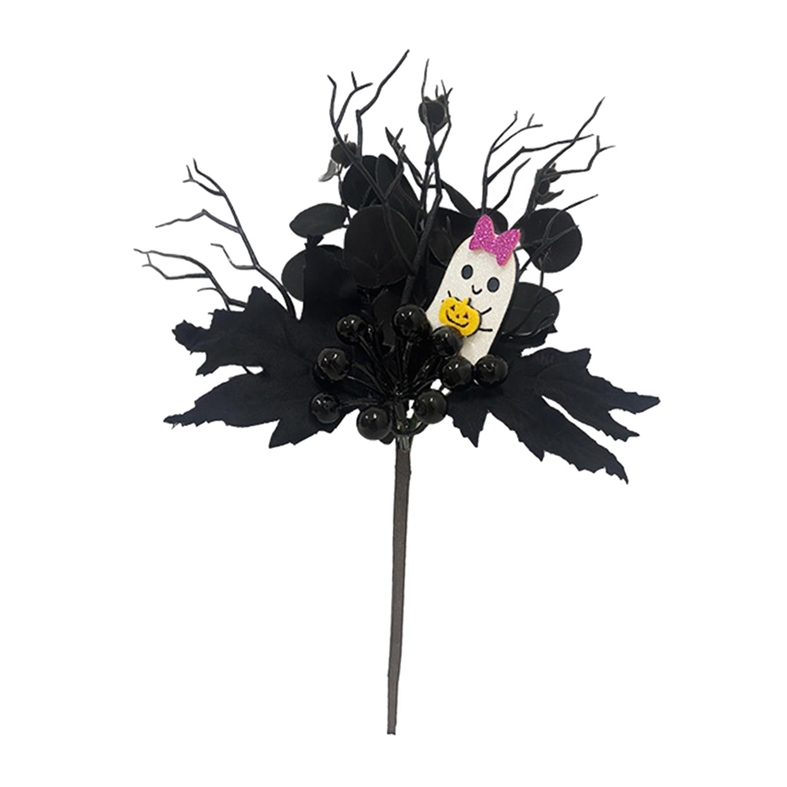 Artificial Maple Leaf Branch Long Stem Ornament for DIY Craft Holiday Garden Style E