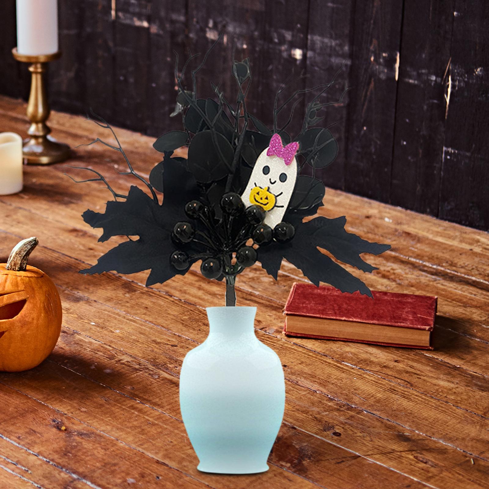 Artificial Maple Leaf Branch Long Stem Ornament for DIY Craft Holiday Garden Style E