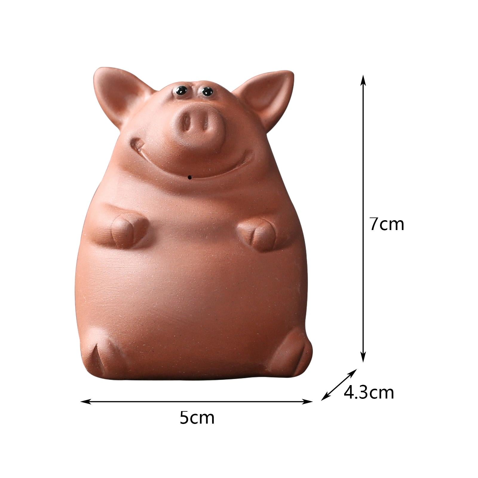 Ceramic Clay Pig Mini Tea Pet Figurine DIY Terrarium Crafts Red