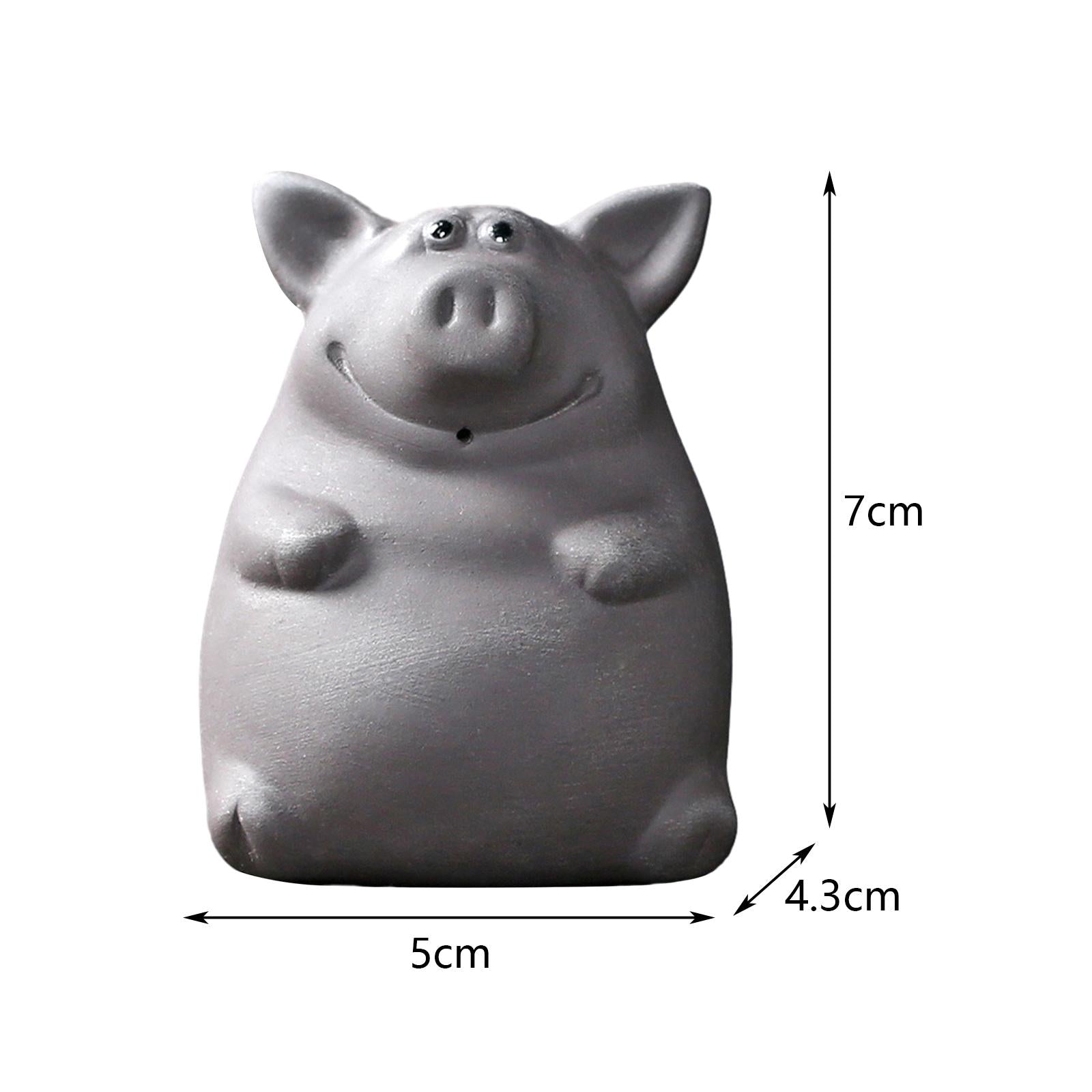 Ceramic Clay Pig Mini Tea Pet Figurine DIY Terrarium Crafts Black