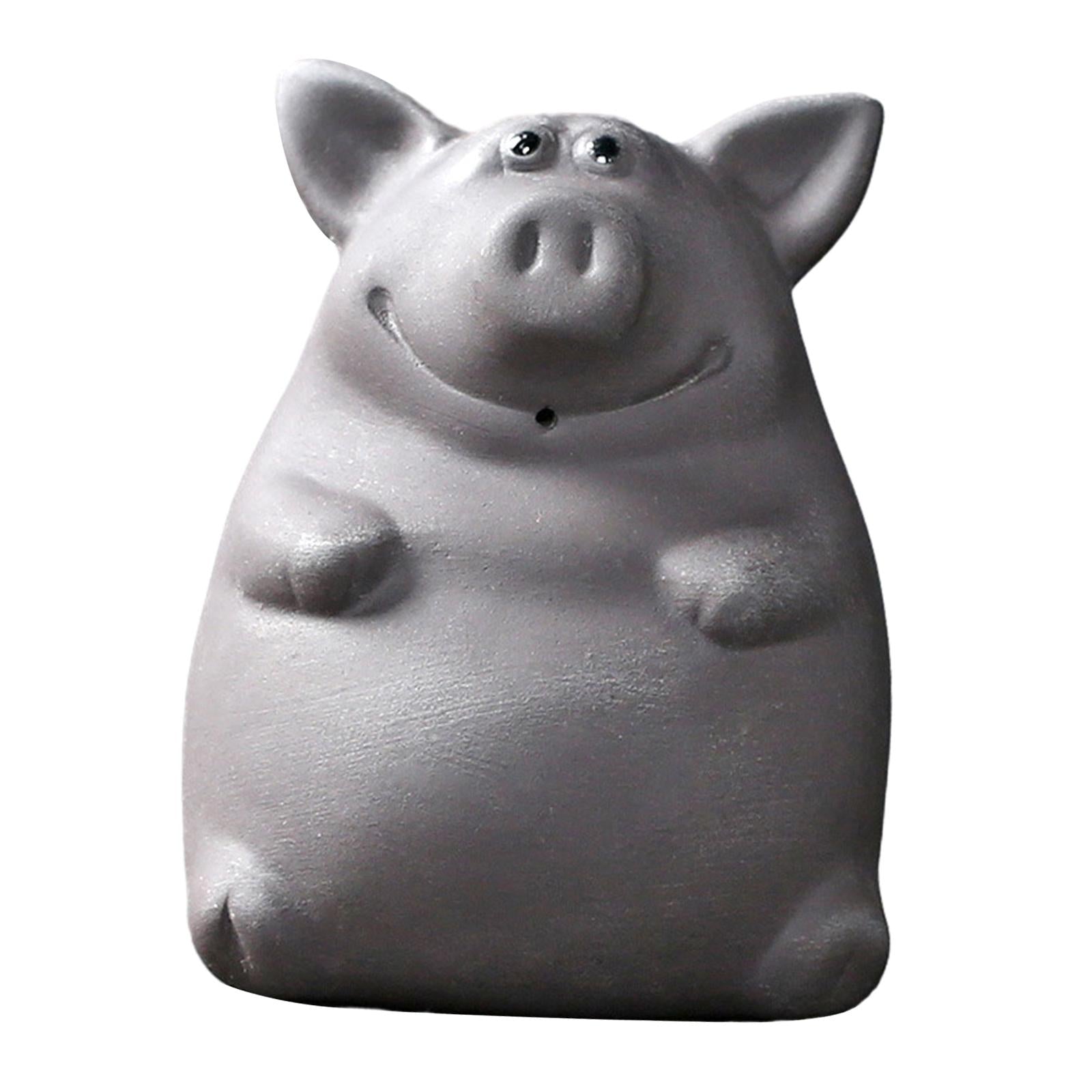 Ceramic Clay Pig Mini Tea Pet Figurine DIY Terrarium Crafts Black