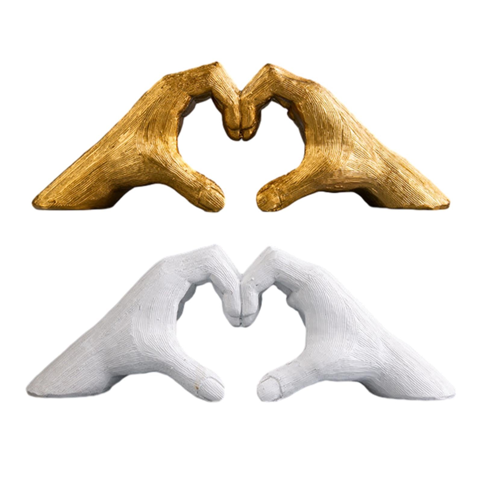 Heart Shape Finger Gesture Sculpture Decor for Shelf Table Centerpieces Home White