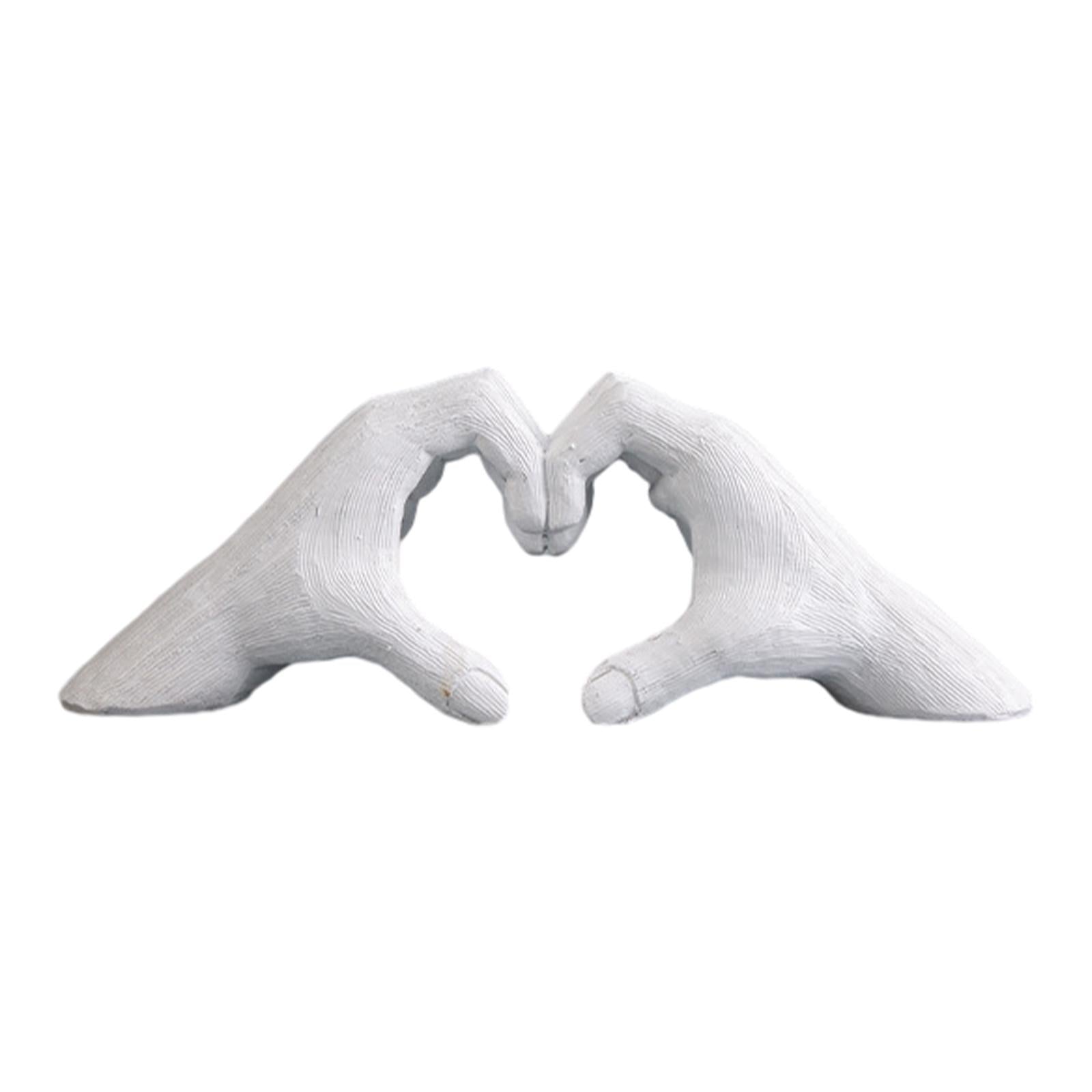 Heart Shape Finger Gesture Sculpture Decor for Shelf Table Centerpieces Home White