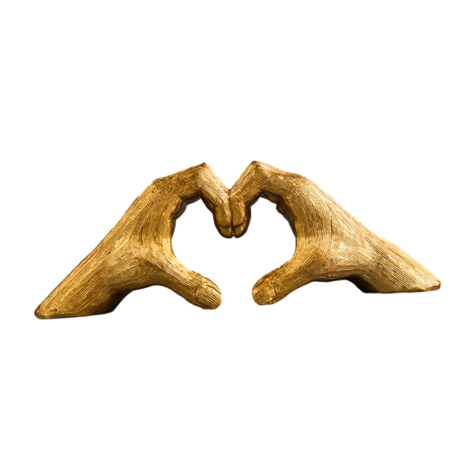 Heart Shape Finger Gesture Sculpture Decor for Shelf Table Centerpieces Home Gold