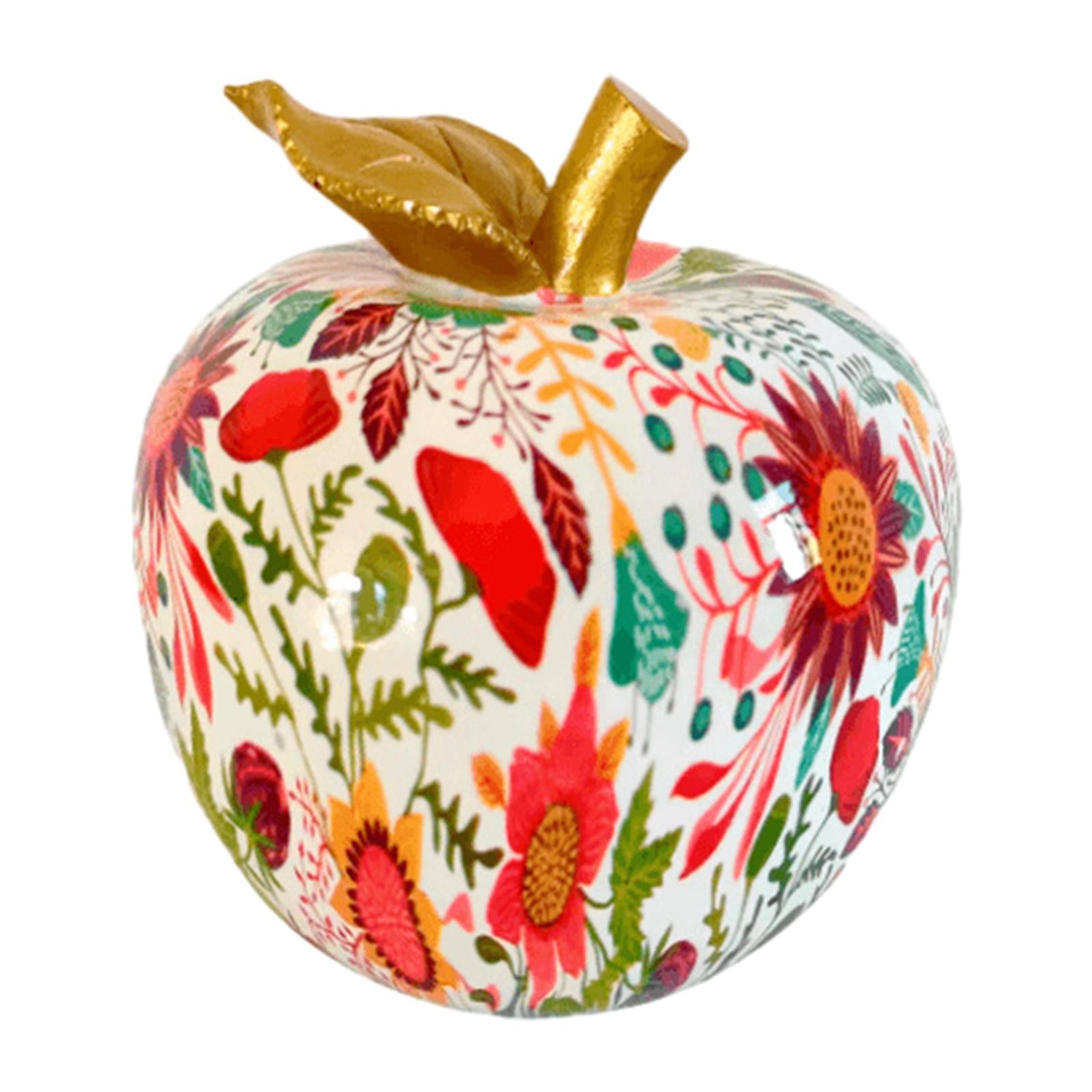 Graffiti Apple Statue Nordic Apple Resin Sculpture for Kitchen Bookshelf Bar Style C