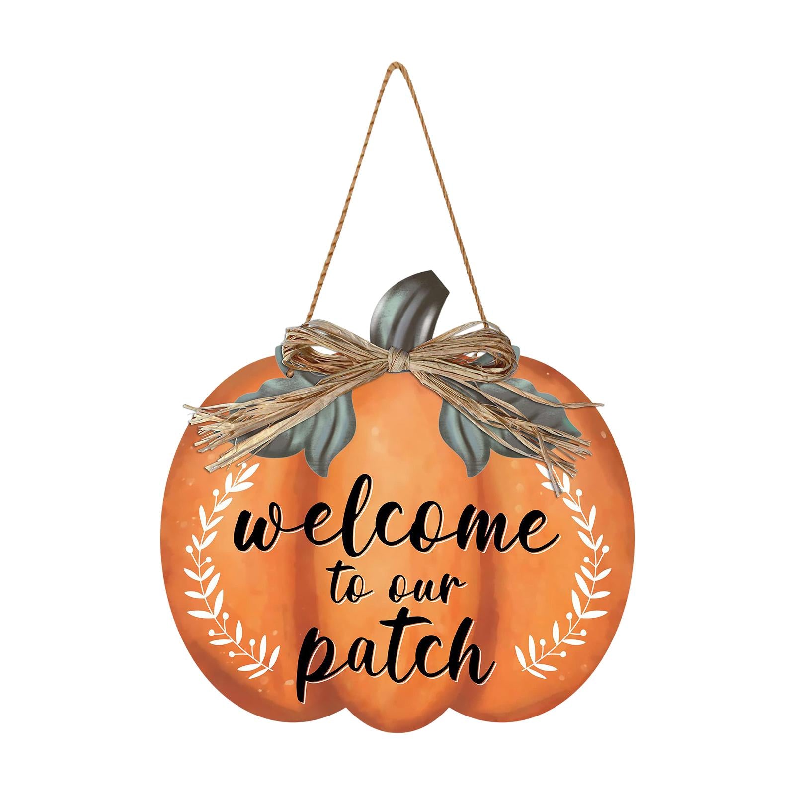 Pumpkin Wooden Hanging Sign Welcome Door Plate for Room Thanksgiving Outdoor
