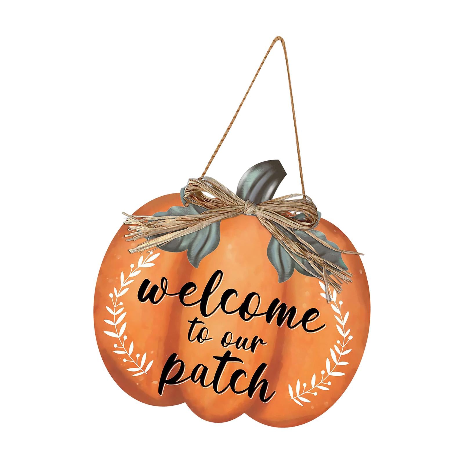 Pumpkin Wooden Hanging Sign Welcome Door Plate for Room Thanksgiving Outdoor