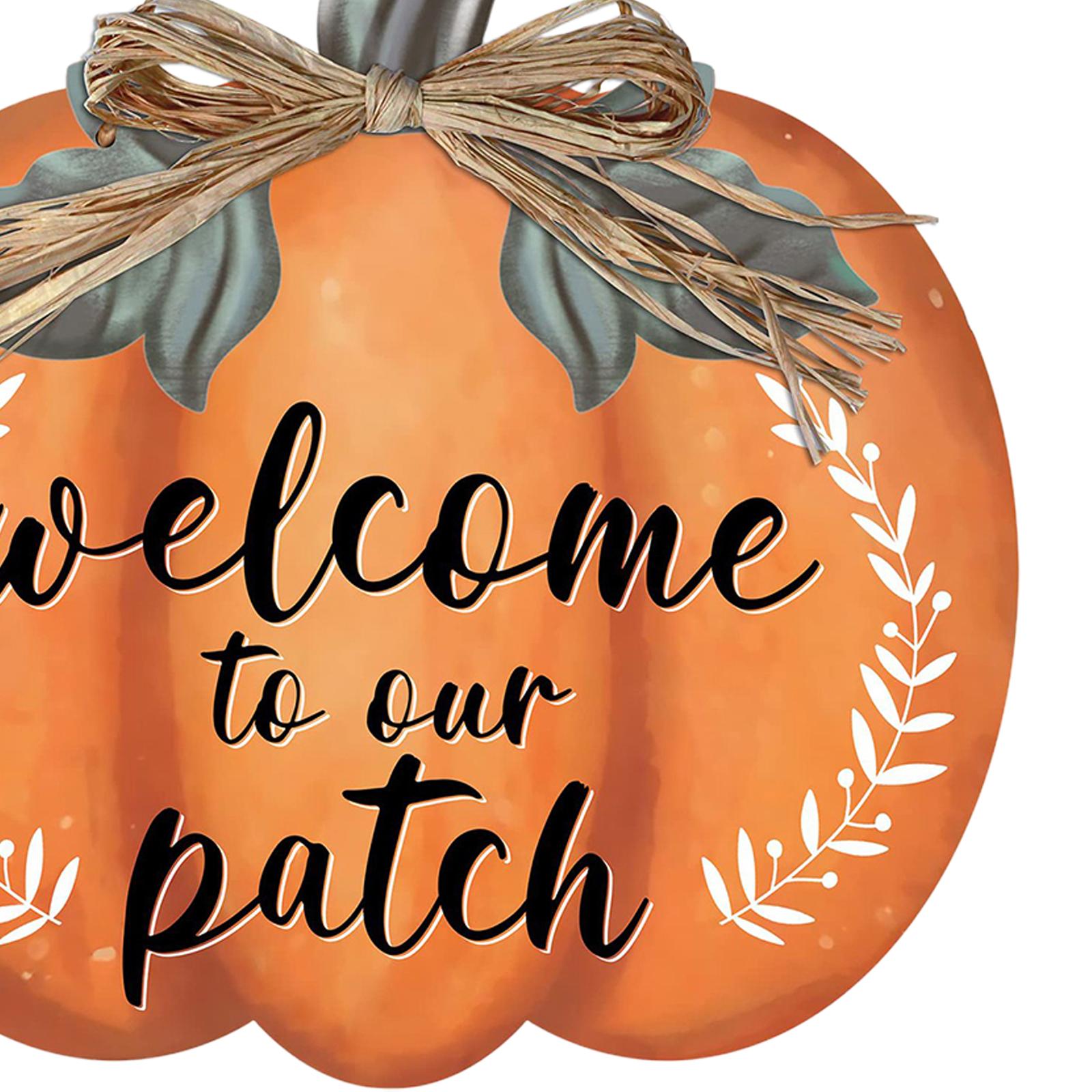 Pumpkin Wooden Hanging Sign Welcome Door Plate for Room Thanksgiving Outdoor