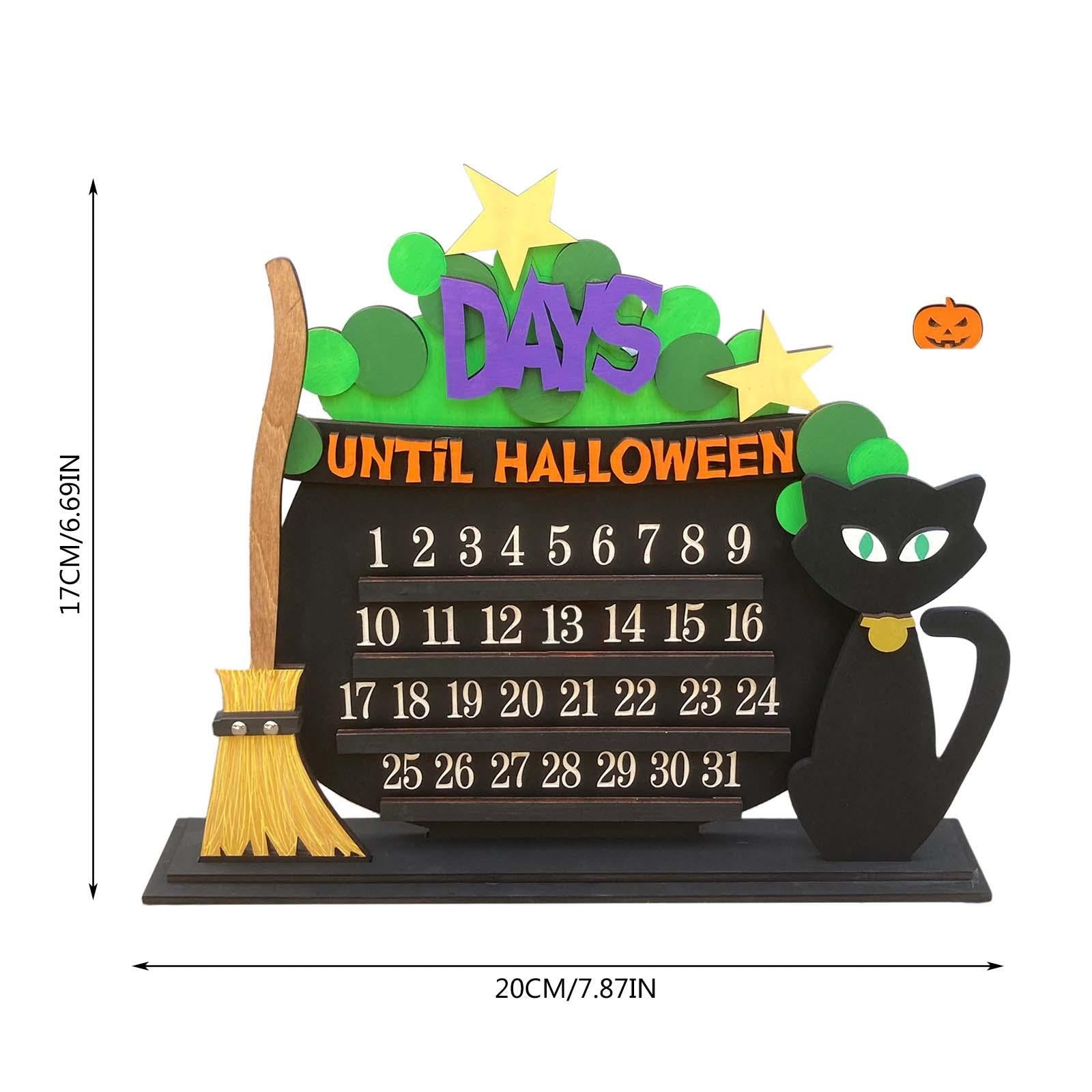 Wood Halloween Advent Calendar DIY Desk Ornament Multifunctional Handicrafts