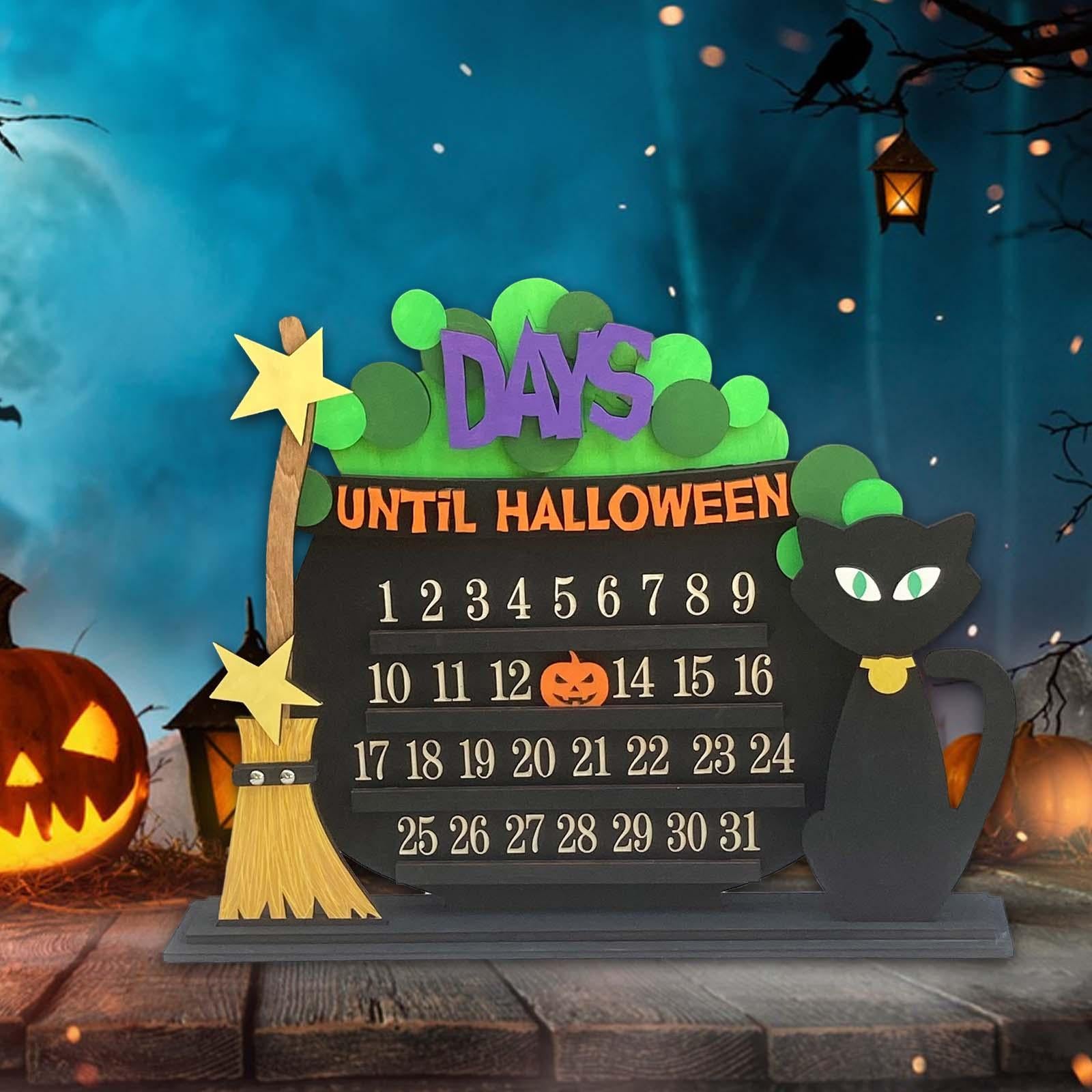 Wood Halloween Advent Calendar DIY Desk Ornament Multifunctional Handicrafts