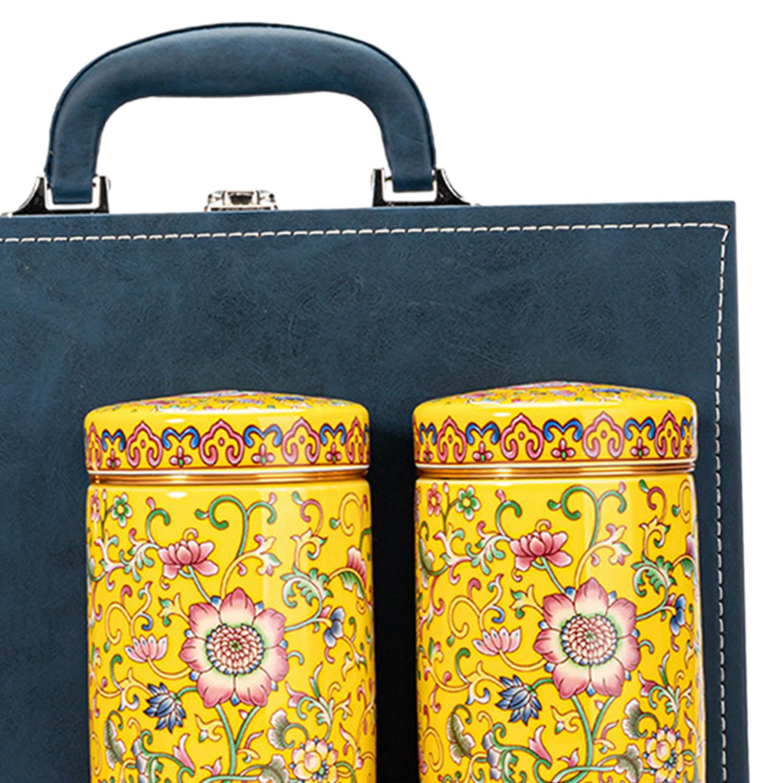 Temple Ginger Jar Tea Canister Decoration Versatile Tea Storage Jar with Lid Double Jar Yellow