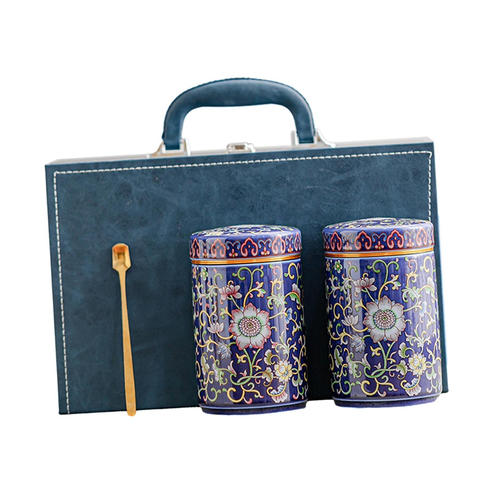 Temple Ginger Jar Tea Canister Decoration Versatile Tea Storage Jar with Lid Double Jar Blue