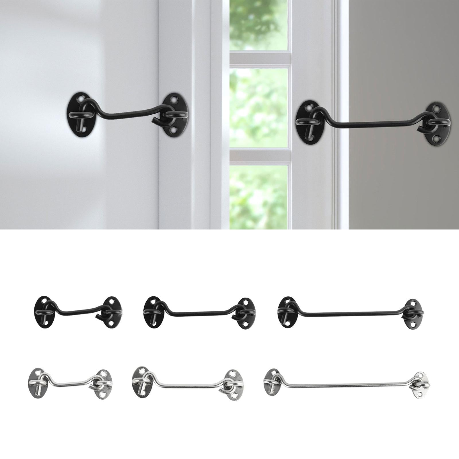 Hook and Eye Latch Shutters Backyard Shed Window Door Barn Door Lock latches Black 11x4cm