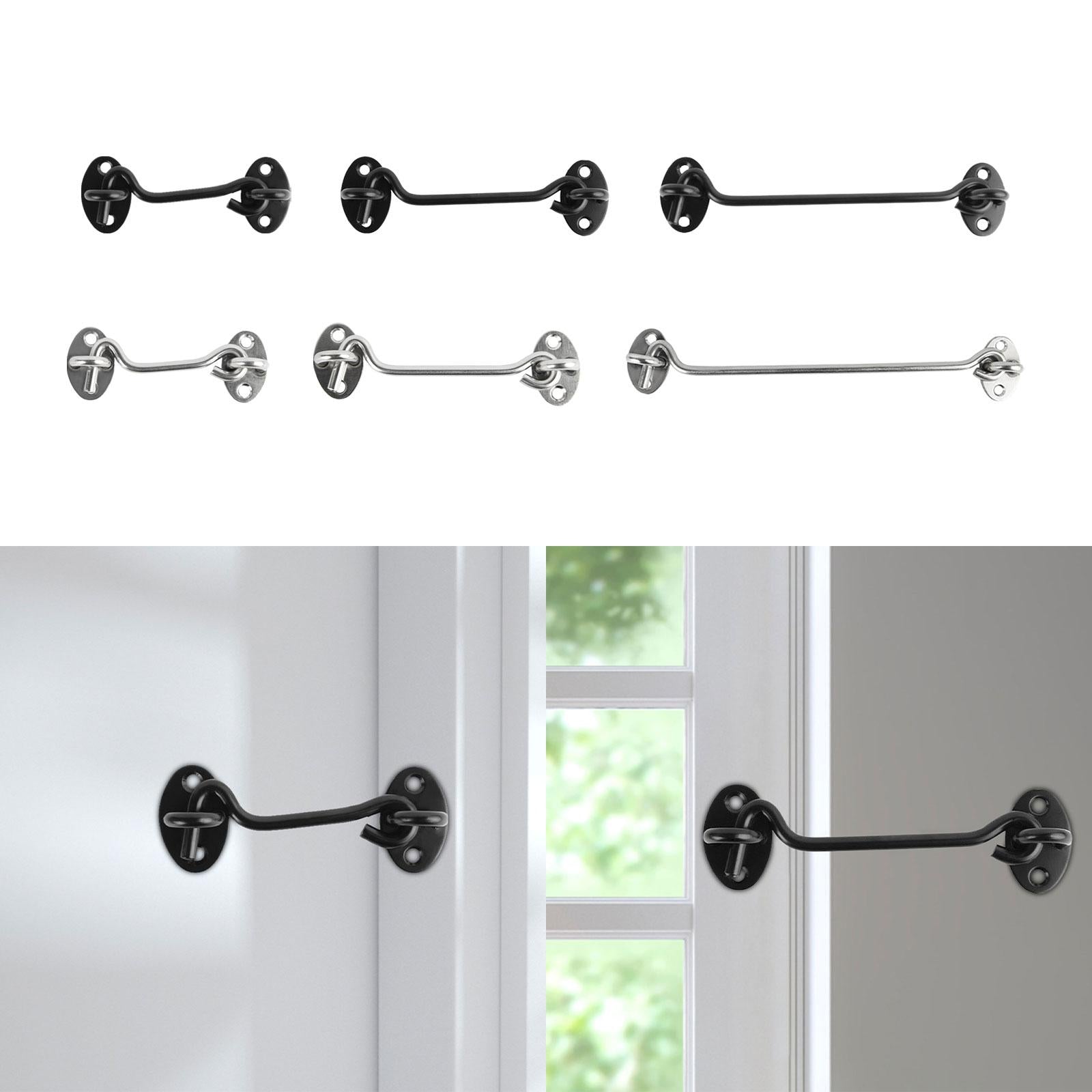 Hook and Eye Latch Shutters Backyard Shed Window Door Barn Door Lock latches Black 11x4cm