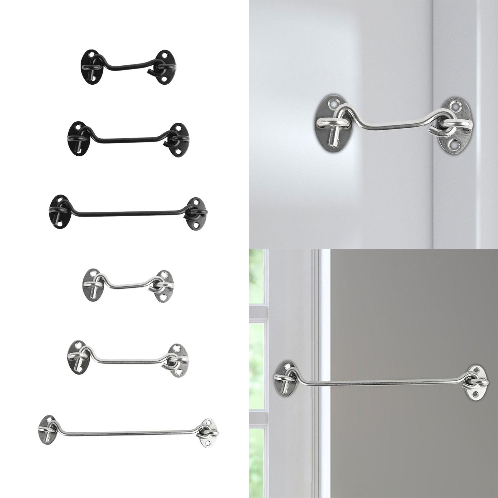 Hook and Eye Latch Shutters Backyard Shed Window Door Barn Door Lock latches Black 11x4cm