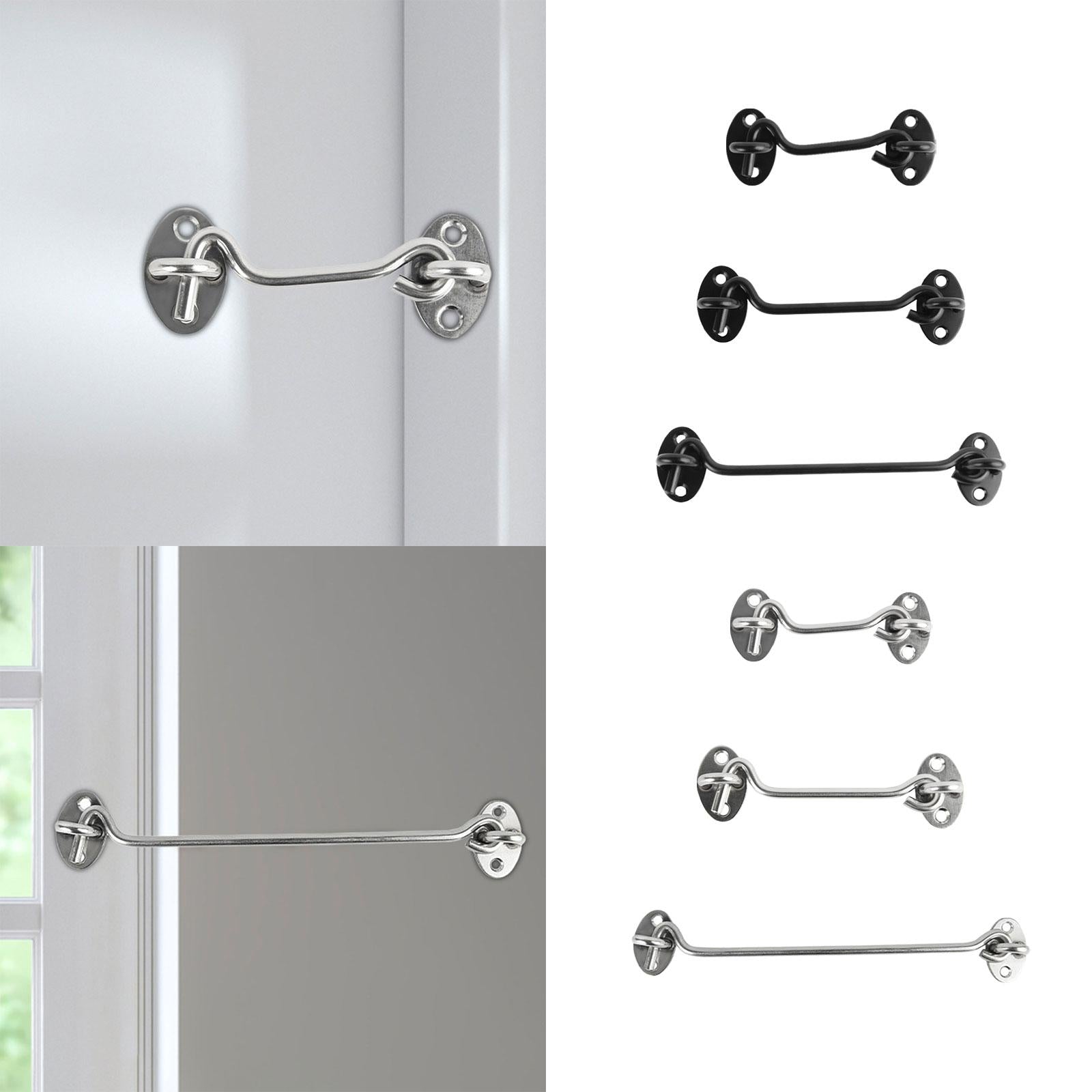 Hook and Eye Latch Shutters Backyard Shed Window Door Barn Door Lock latches Black 11x4cm