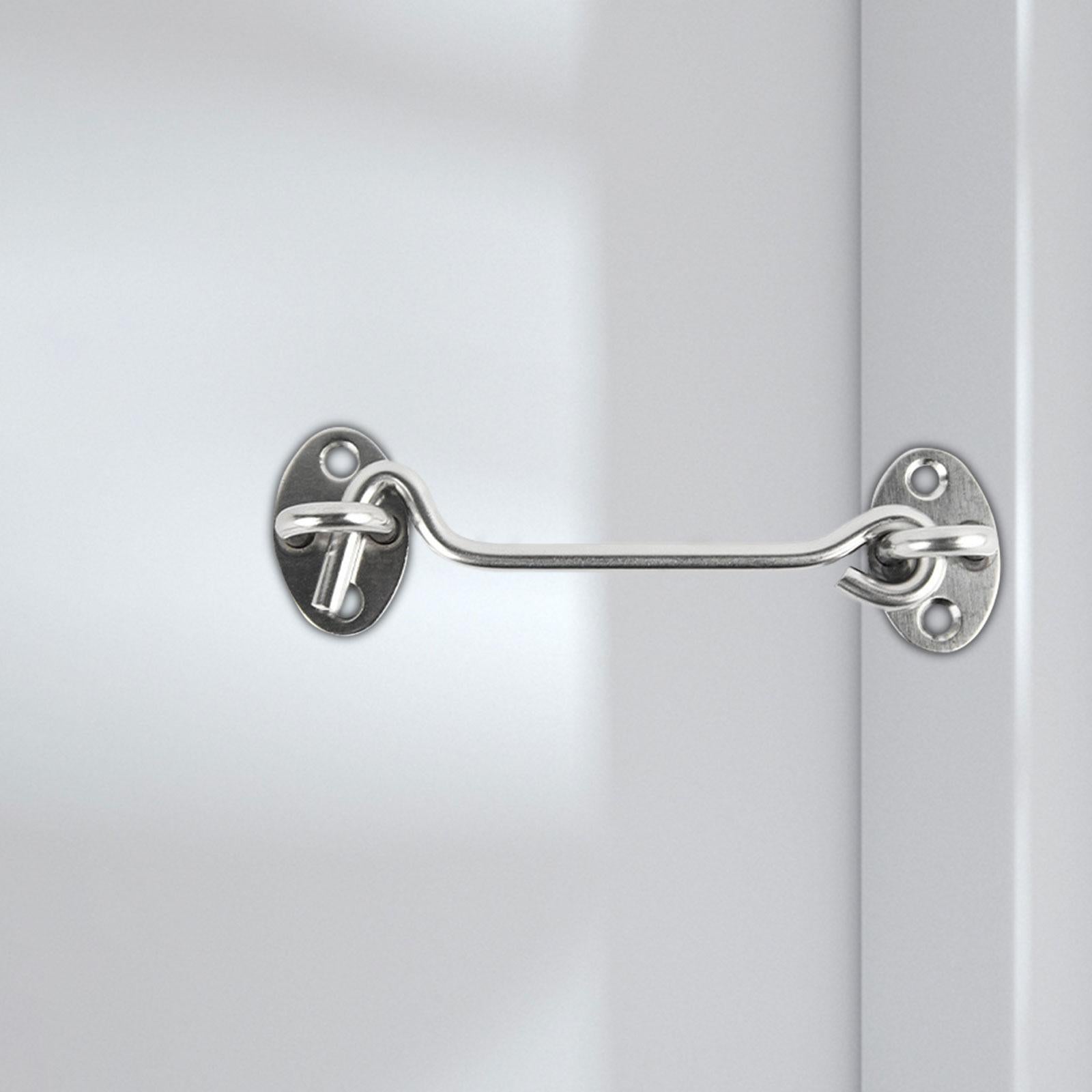 Hook and Eye Latch Shutters Backyard Shed Window Door Barn Door Lock latches Silver 14x4cm