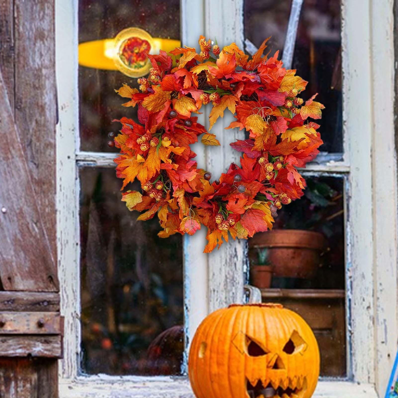 Fall Wreath Front Door Hanger Harvest Wreath for Thanksgiving Party Festival Style B