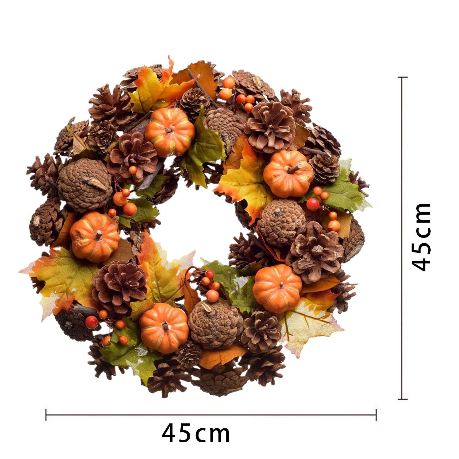 Fall Wreath Front Door Hanger Harvest Wreath for Thanksgiving Party Festival Style C