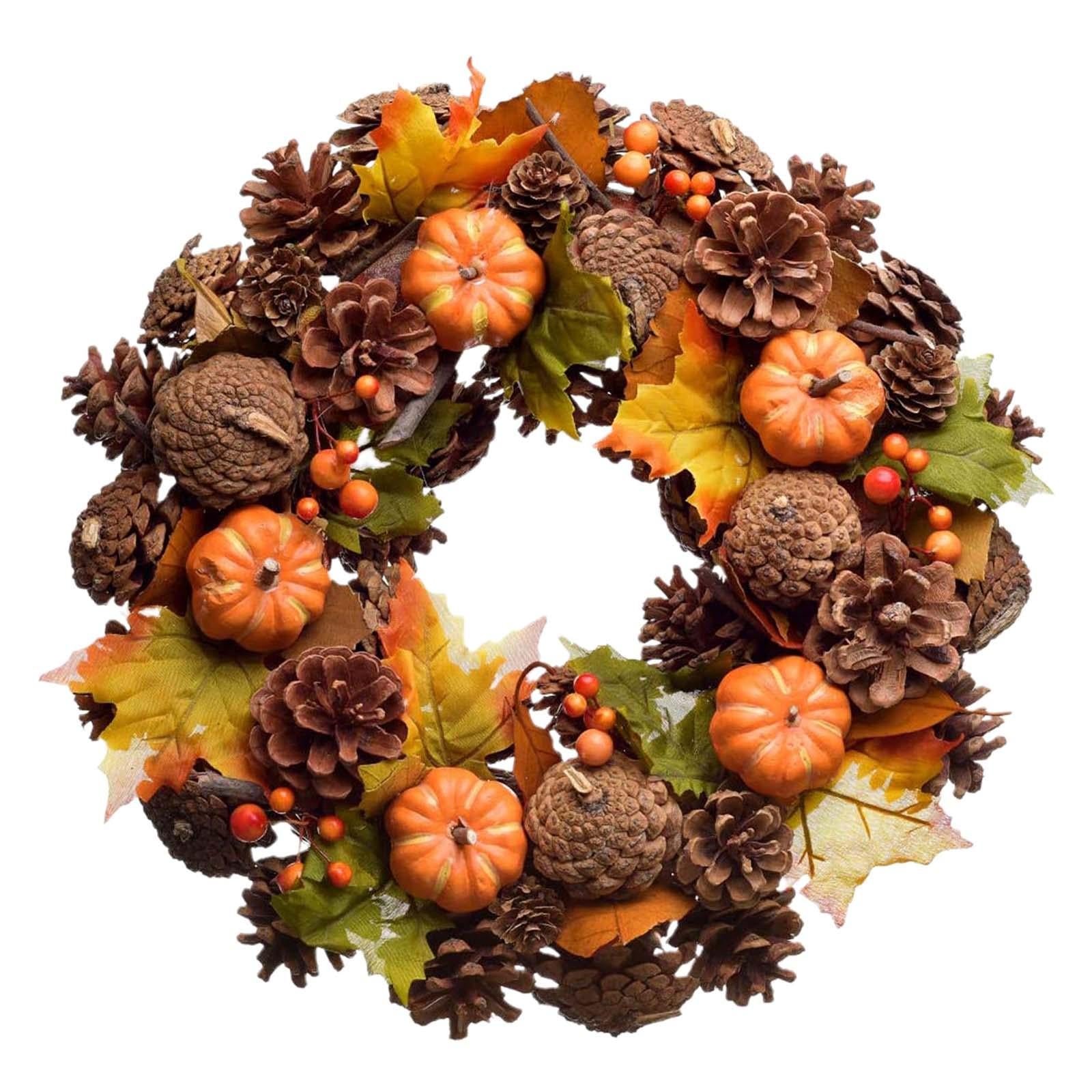 Fall Wreath Front Door Hanger Harvest Wreath for Thanksgiving Party Festival Style C