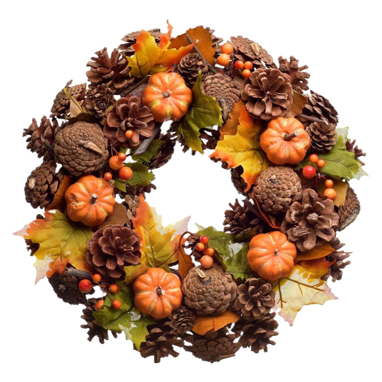 Fall Wreath Front Door Hanger Harvest Wreath for Thanksgiving Party Festival Style C