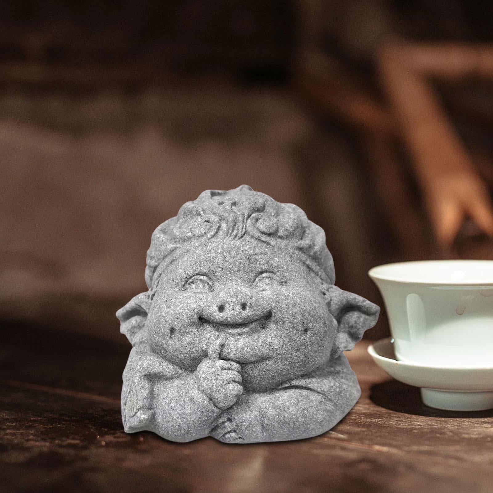 Buddha Monk Statue Antique Buddha Sculpture for Tabletop Home Indoor Outdoor Style C