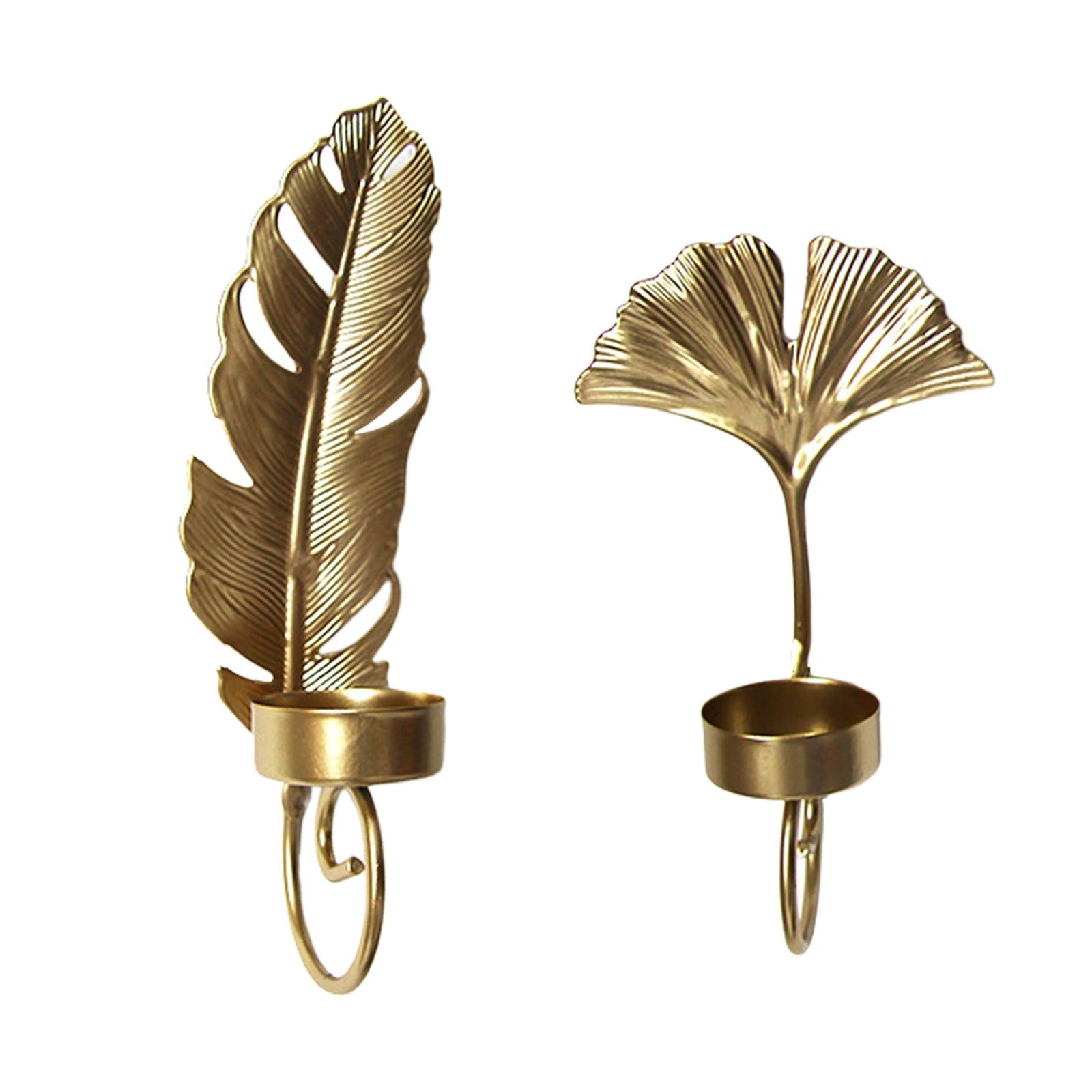 2xLeaves Wall Sconce Candle Holder Hanging for Dining Room Living Room Farmhouse 5.5cmx20cm