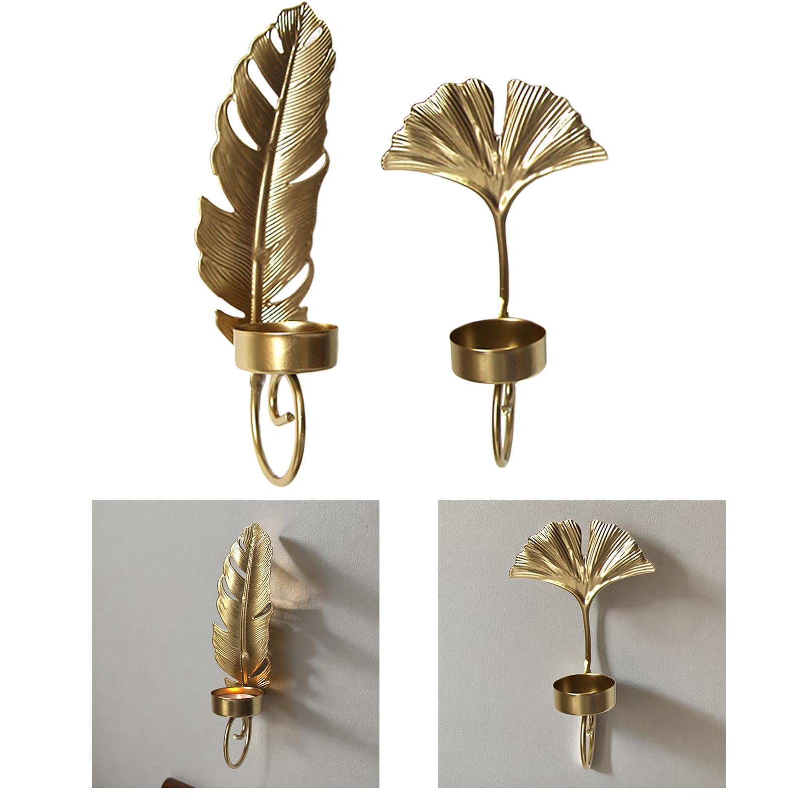 2xLeaves Wall Sconce Candle Holder Hanging for Dining Room Living Room Farmhouse 5.5cmx20cm