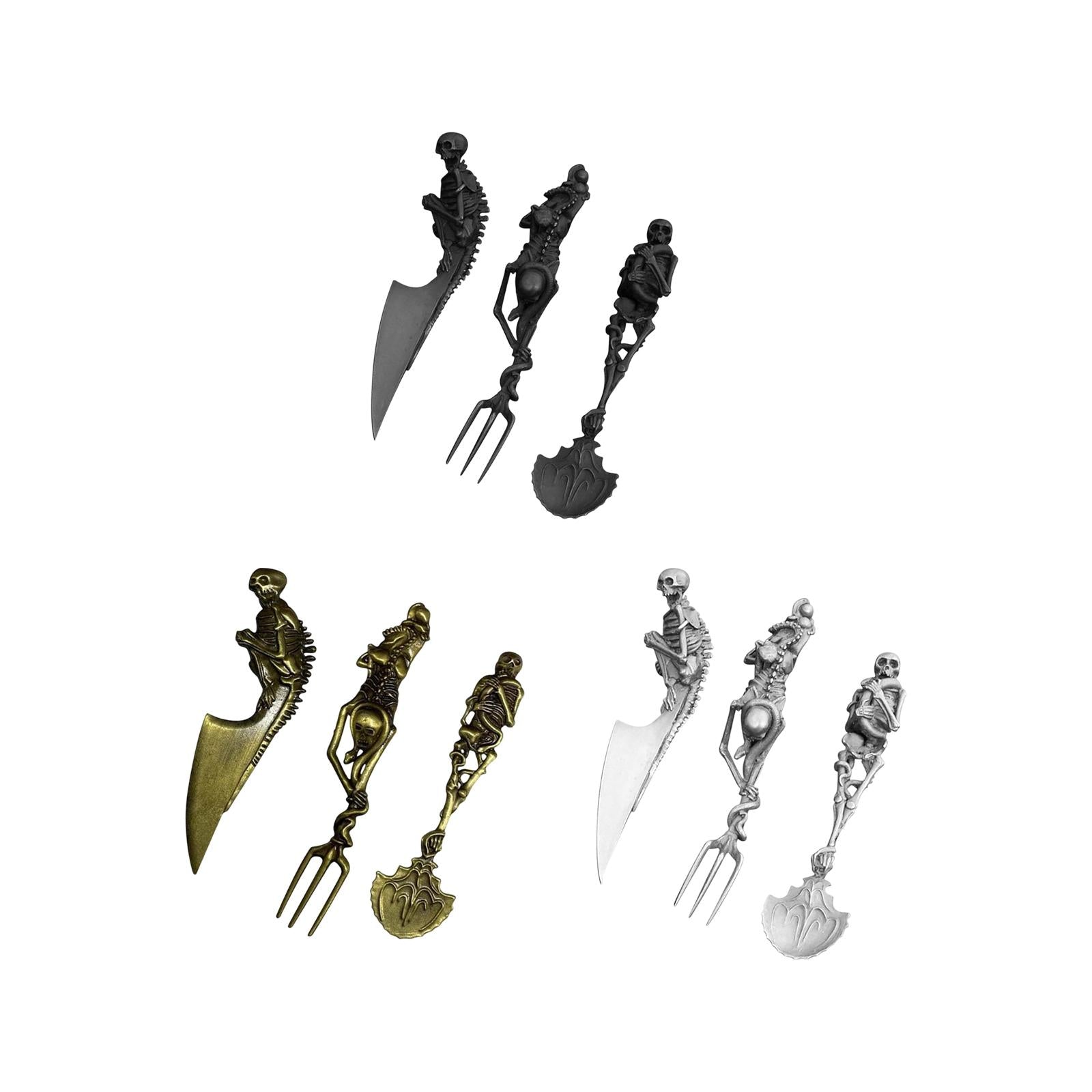Fork Knife Spoon Set Halloween Decorations Kitchen Cutlery for Party Holiday Black