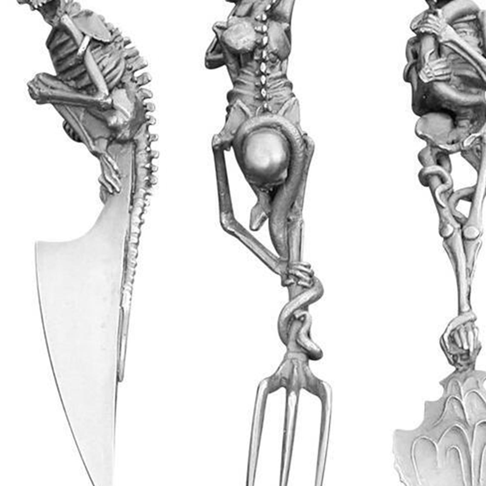 Fork Knife Spoon Set Halloween Decorations Kitchen Cutlery for Party Holiday Silver