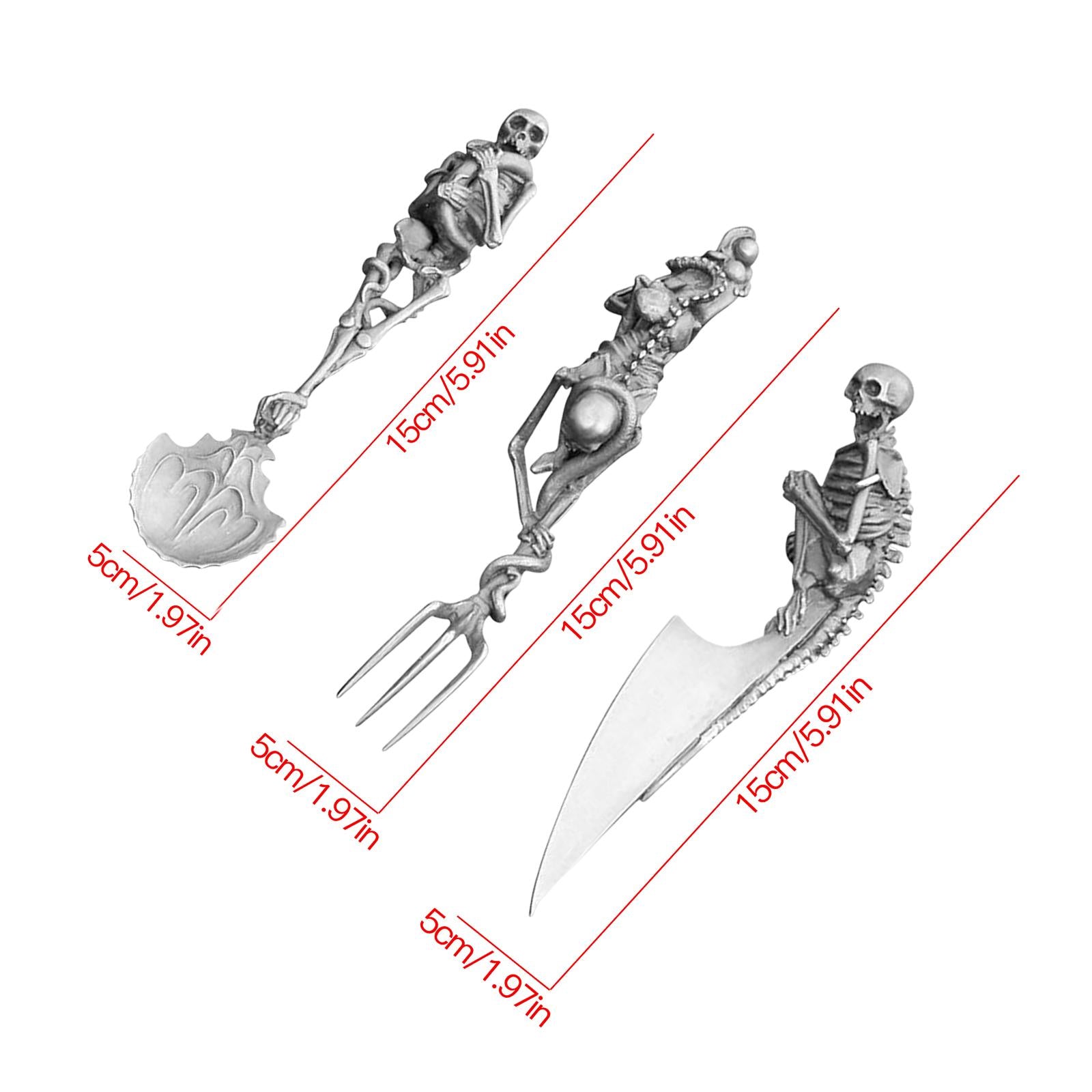 Fork Knife Spoon Set Halloween Decorations Kitchen Cutlery for Party Holiday Silver