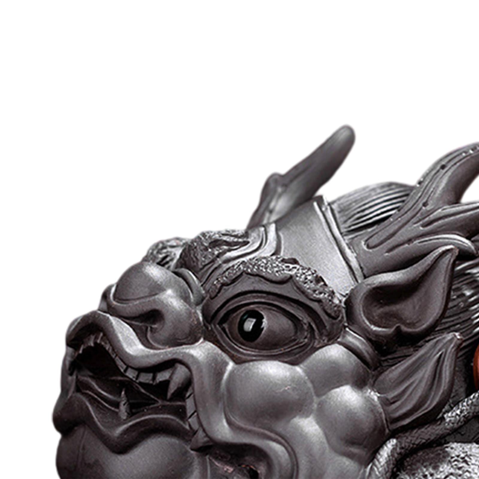 Toad Figurine Artwork Sculpture Tea Pet Sculpture for Desktop Bedroom Office black