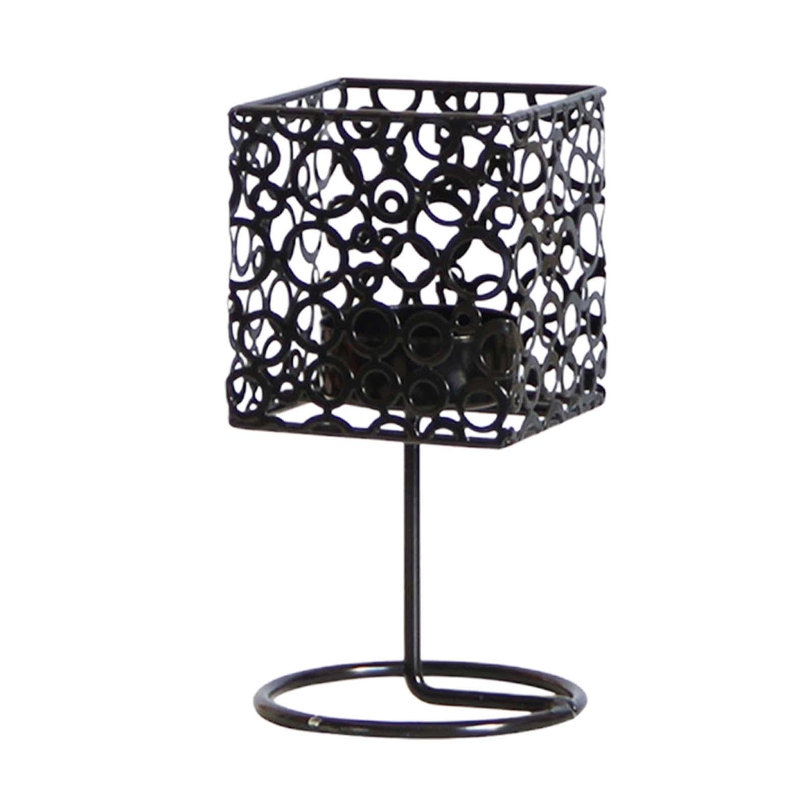 Tea Light Candle Holder Iron Candlestick for Dining Table Bedroom Decoration Black
