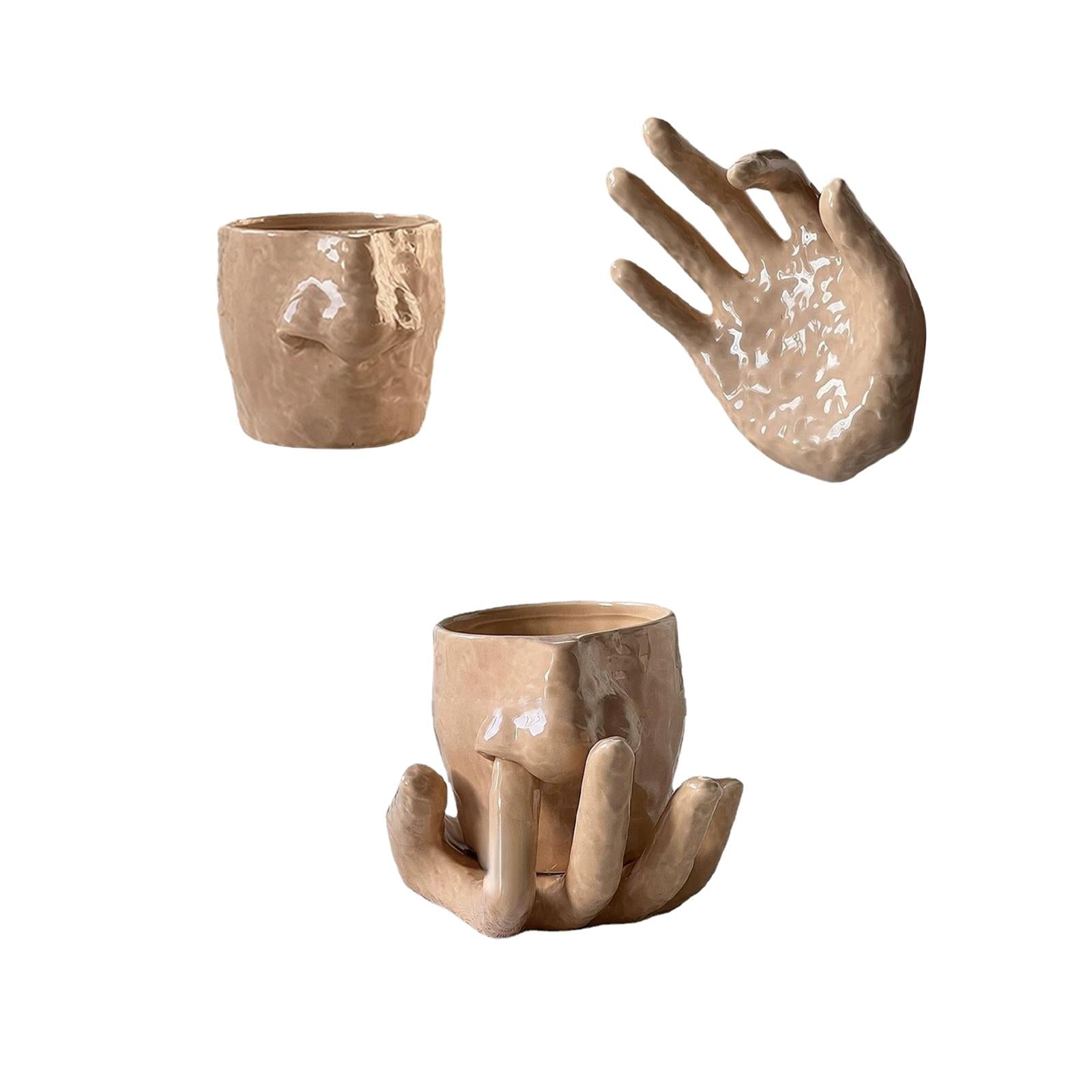 Ceramic Pen Holder Cup Desk Organizer for Eyebrow Pencils Lipstick Eyeliner Cup